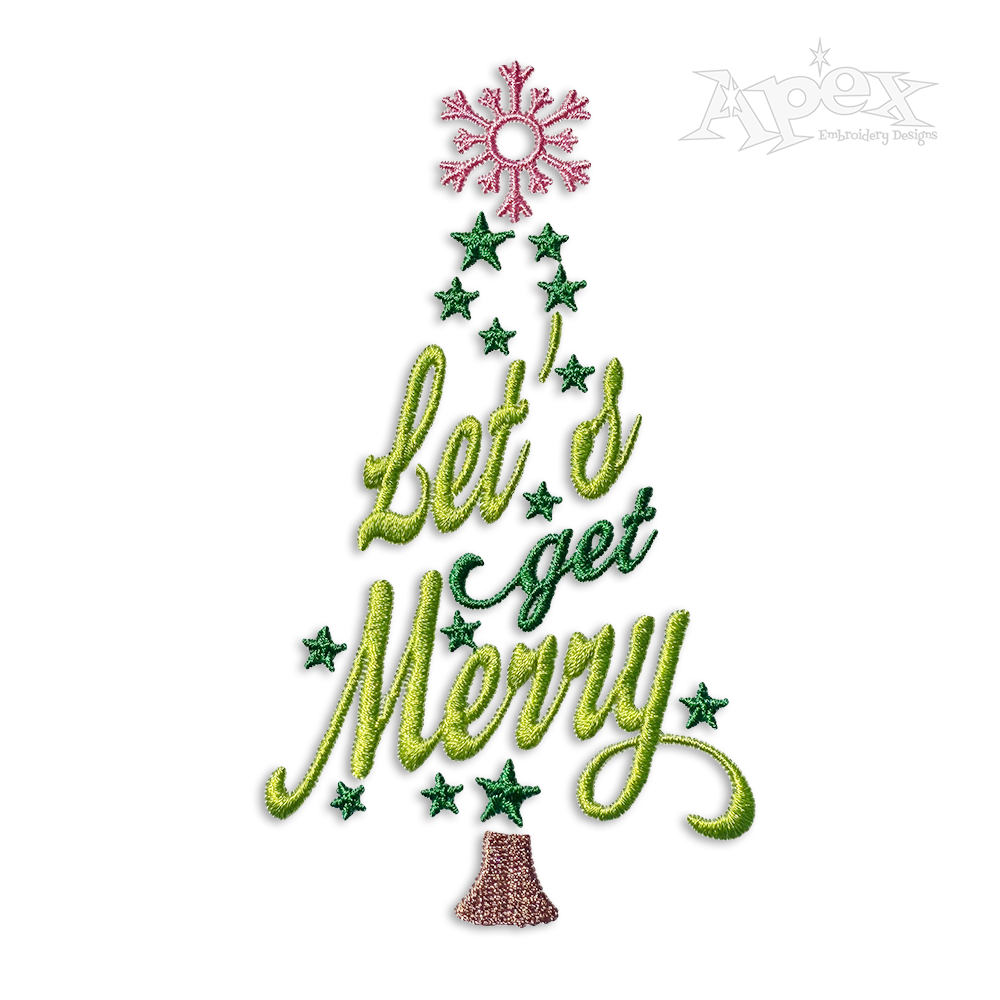 Let's Get Merry Christmas Tree Machine Embroidery Design