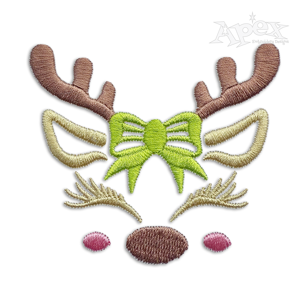 Lovely Reindeer Bow Tie Machine Embroidery Designs by Apex