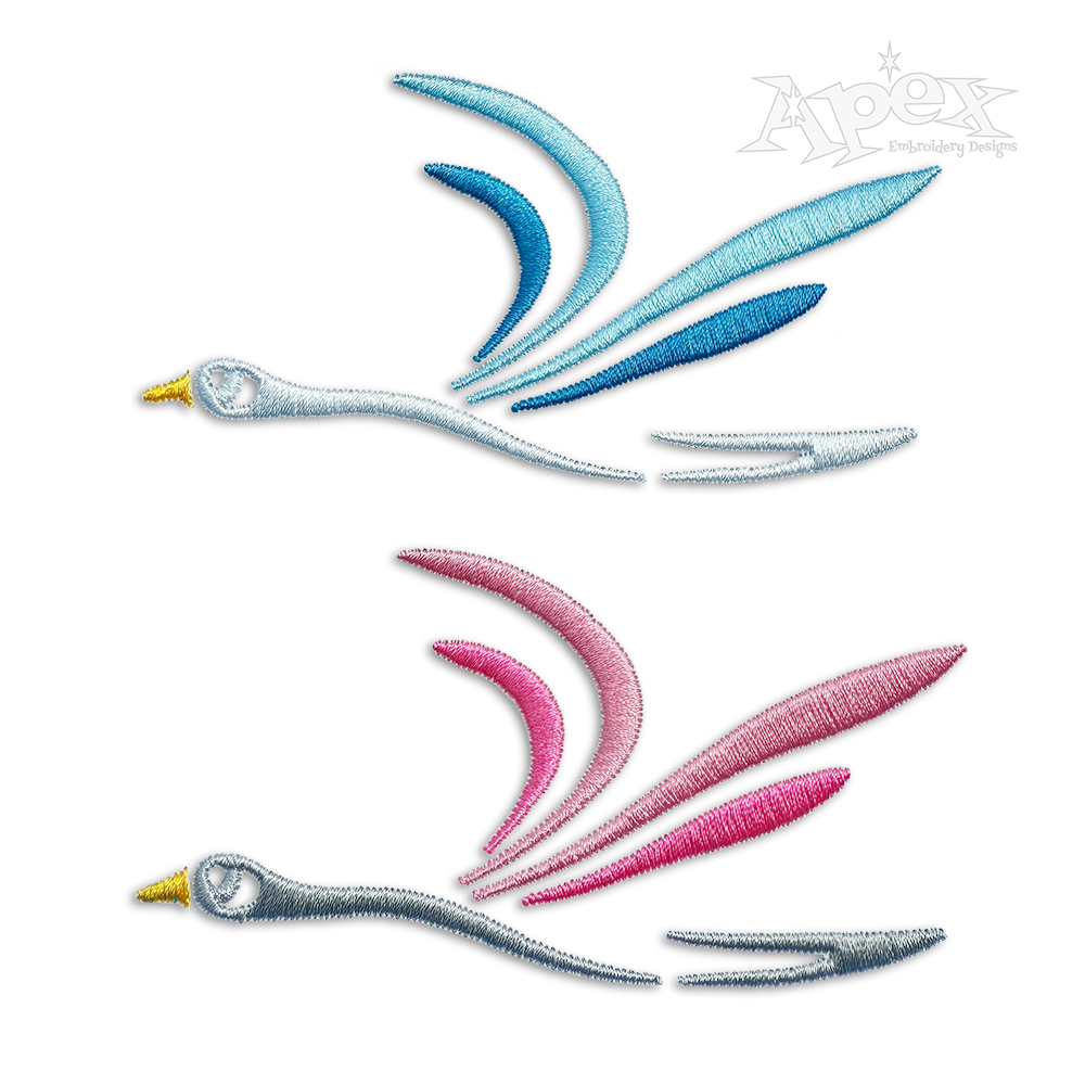 Flying Heron or Goose Bird Geese Machine Embroidery Design