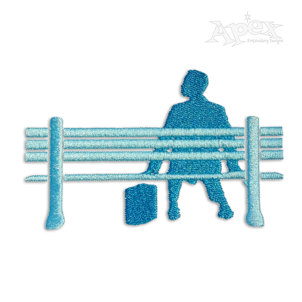 Forrest Gump Sitting on Bench Machine Embroidery Design by Apex