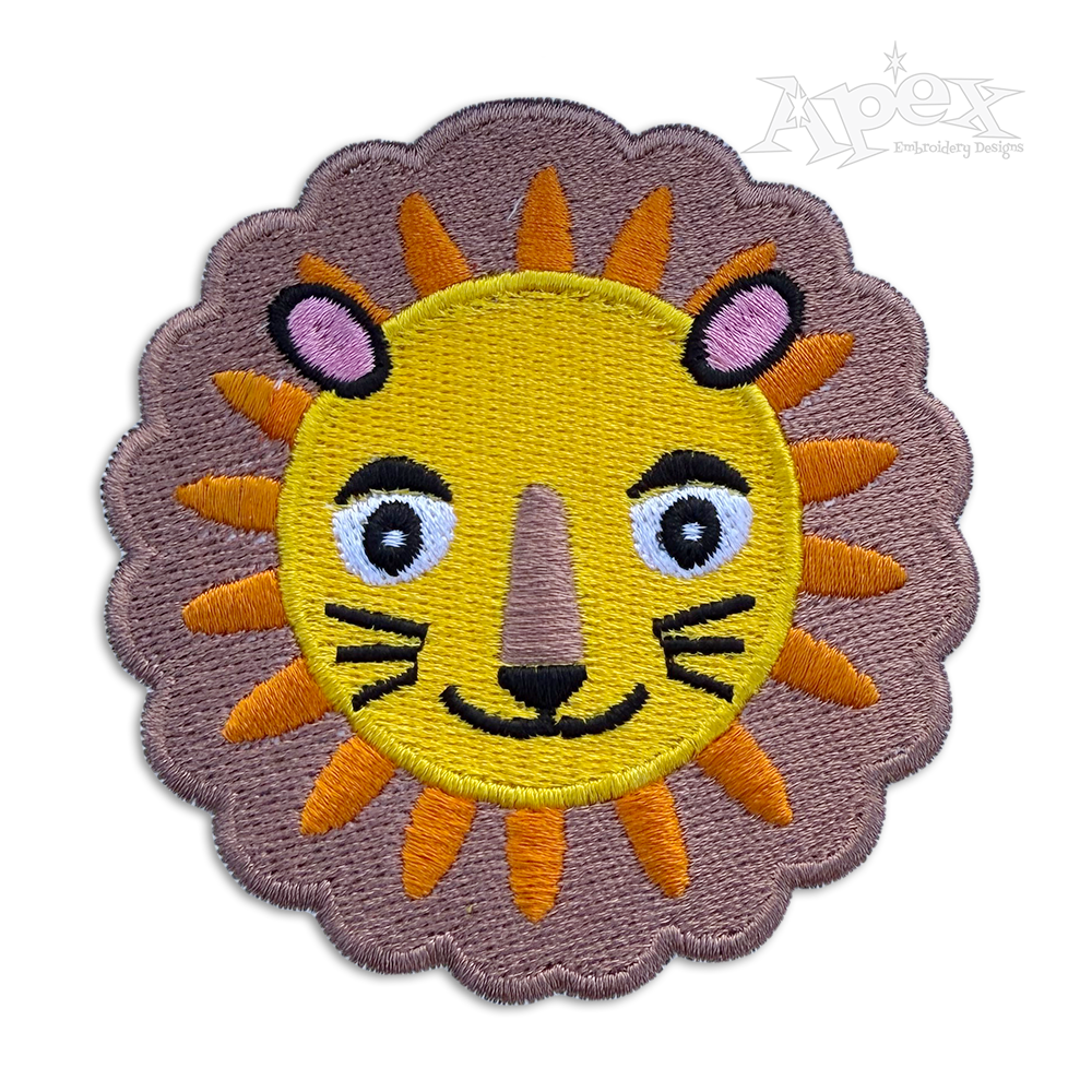 Cute Colorful Cartoon Doodle Lion Machine Embroidery Design