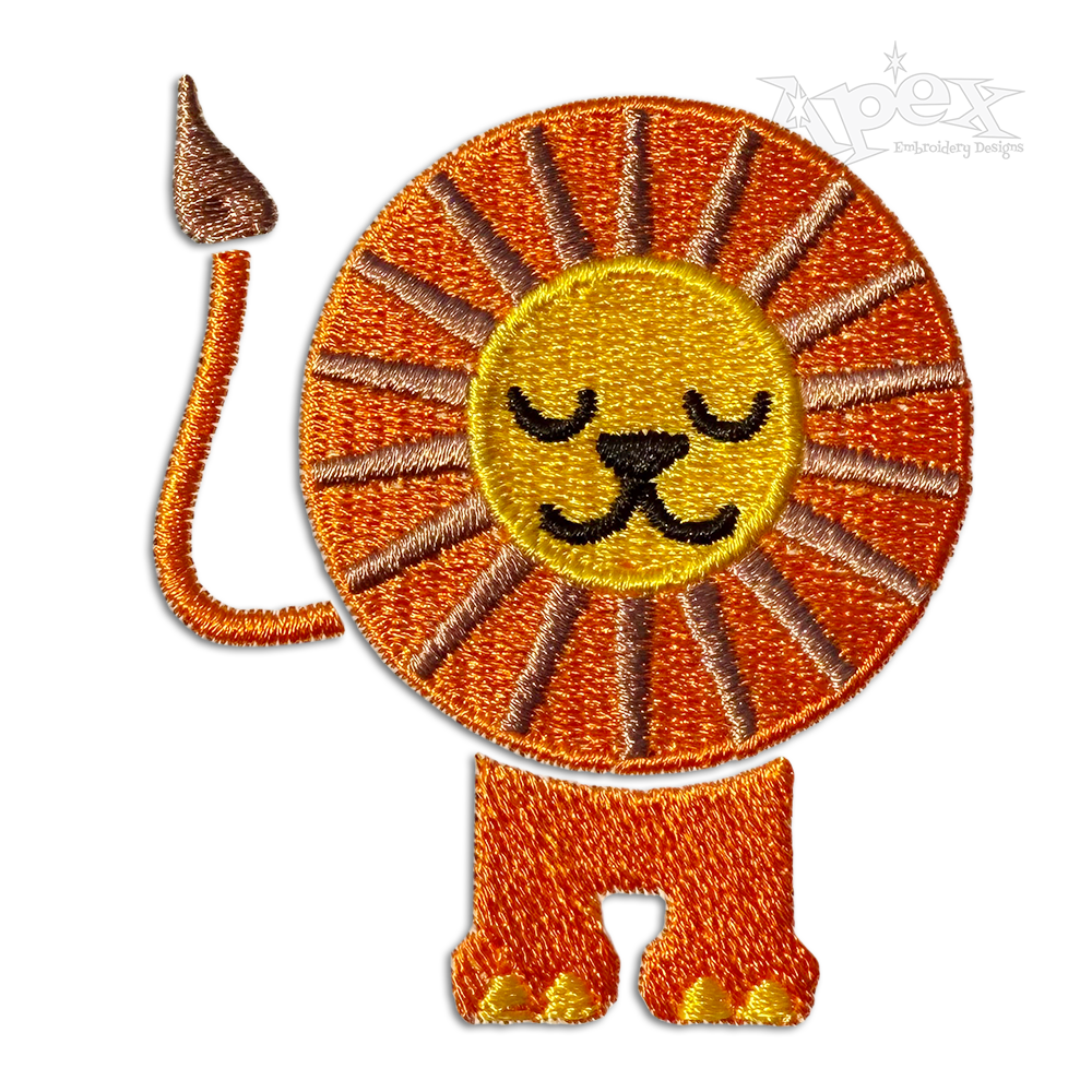 Cartoon Lion Cute Simple Machine Embroidery Design