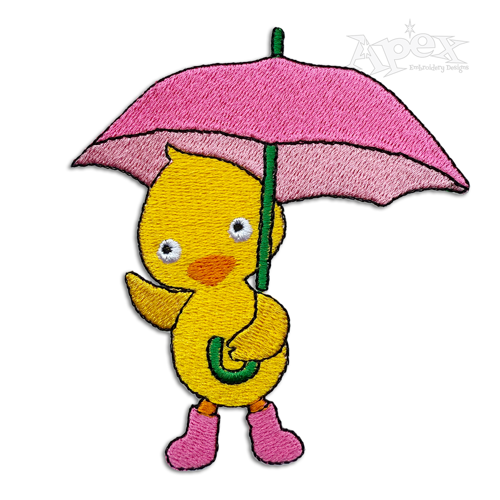 Baby Duck Holding Umberlla Machine Embroidery Design