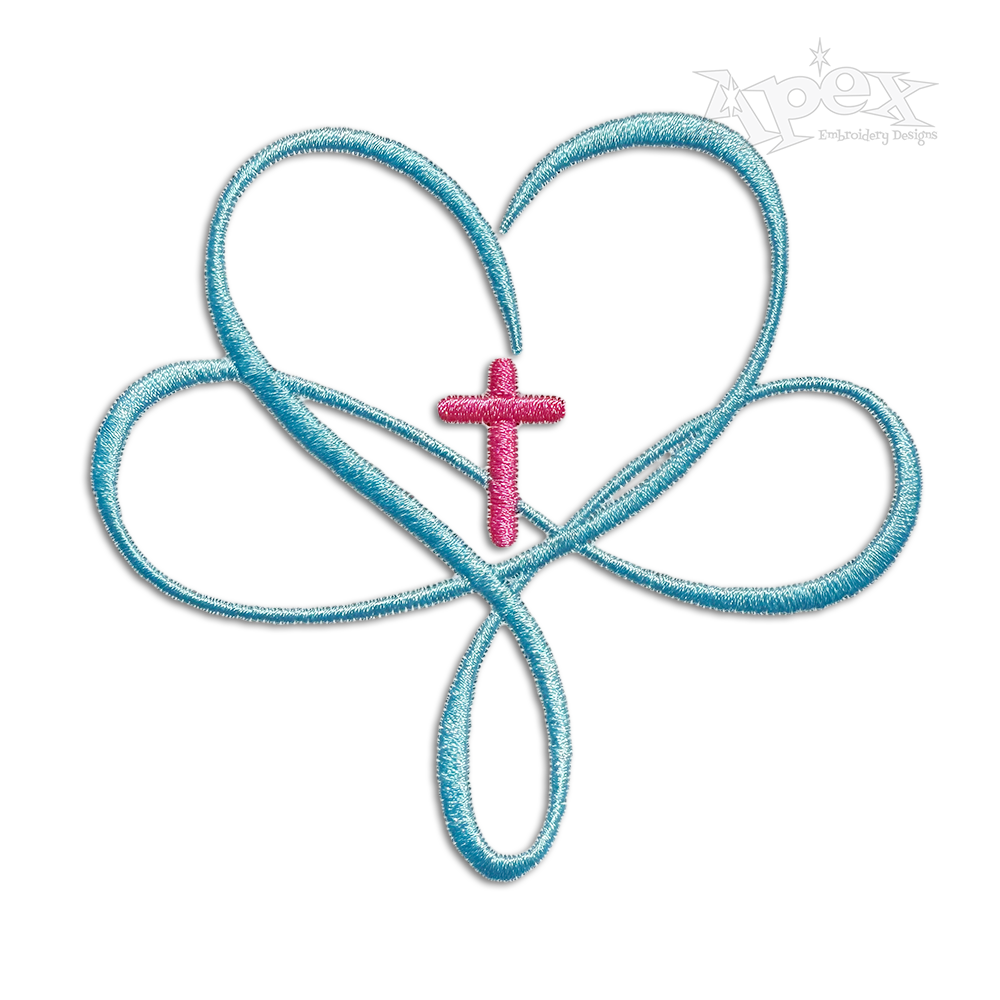 Infinity Cross Heart Christian Machine Embroidery Designs.