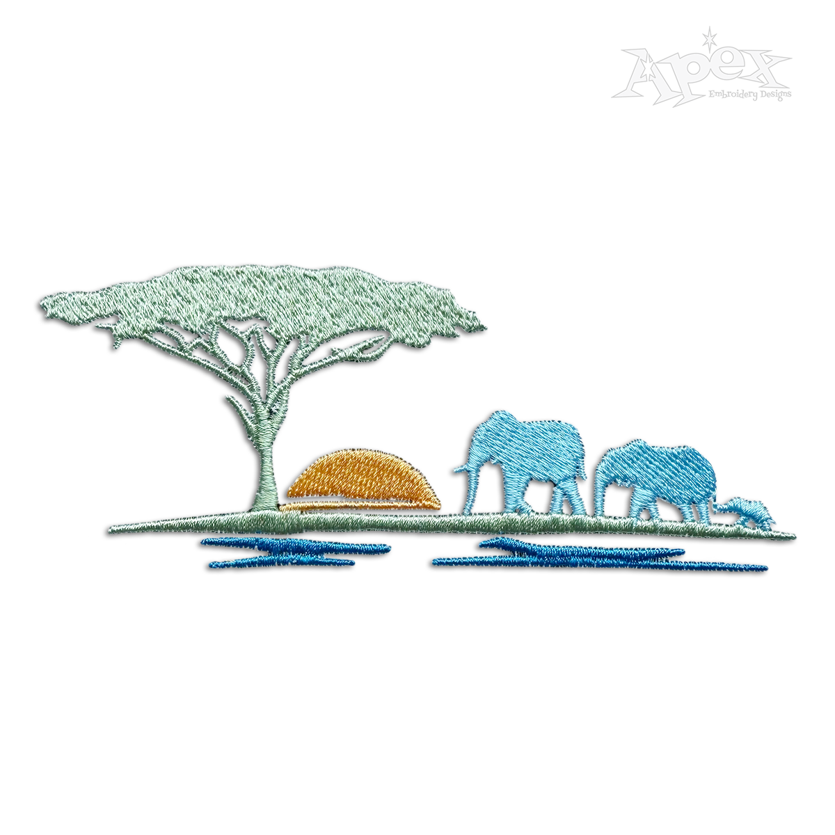 Africa Safari Silhouette Machine Embroidery Design by Apex