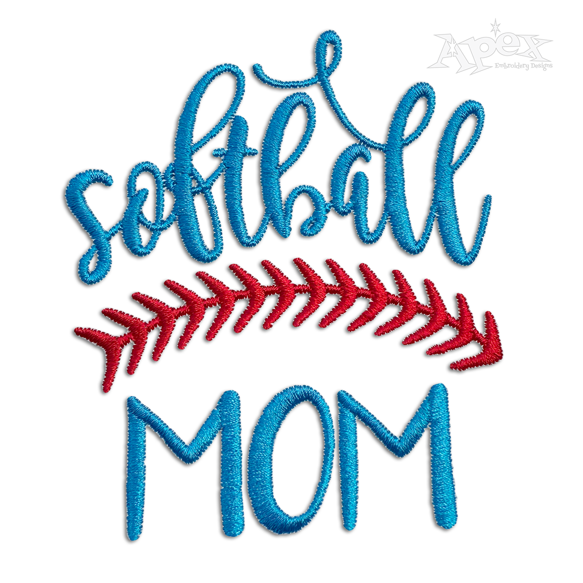 Softball Mom Word Art Machine Embroidery Design - Apex