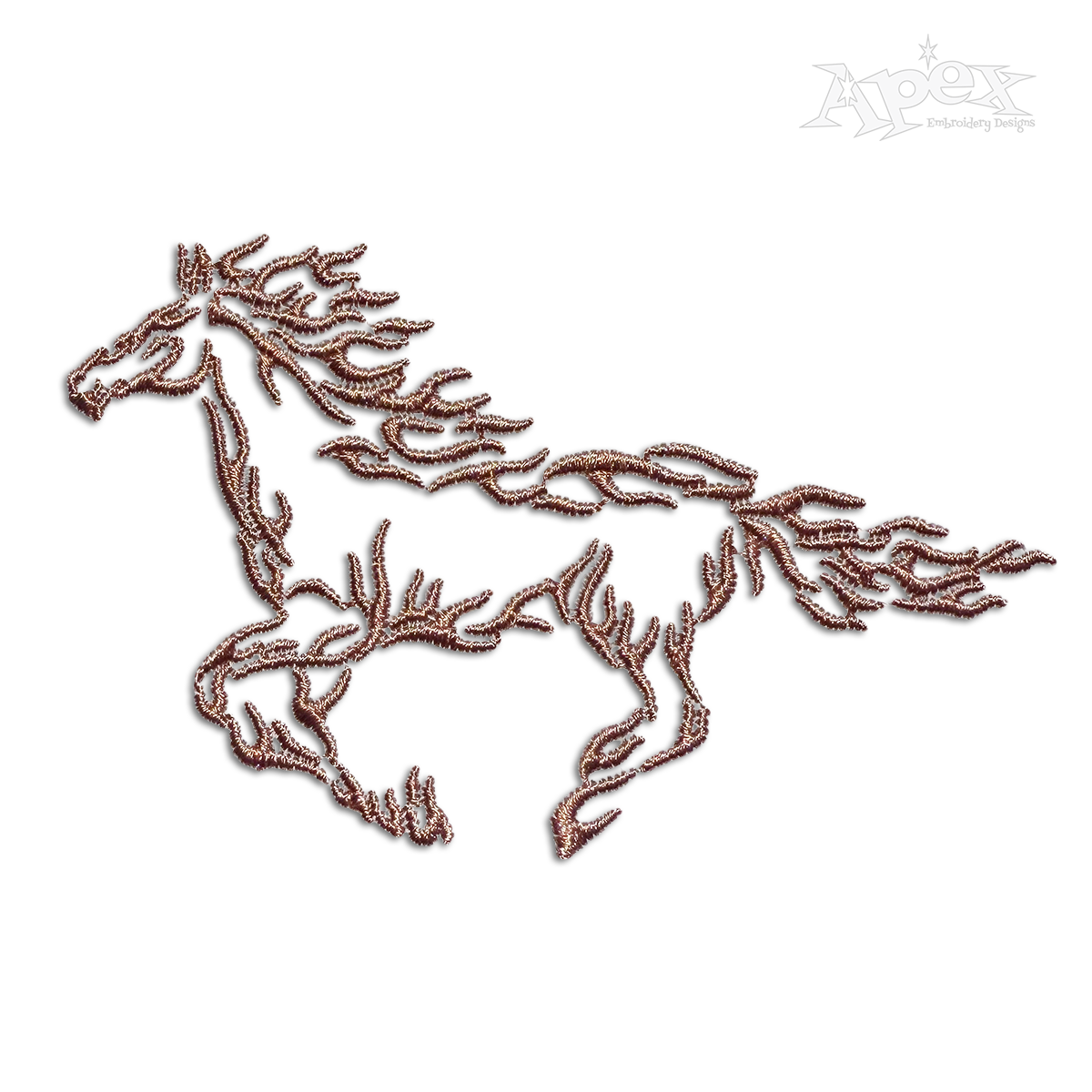 Running Horse Flame Machine Embroidery Design