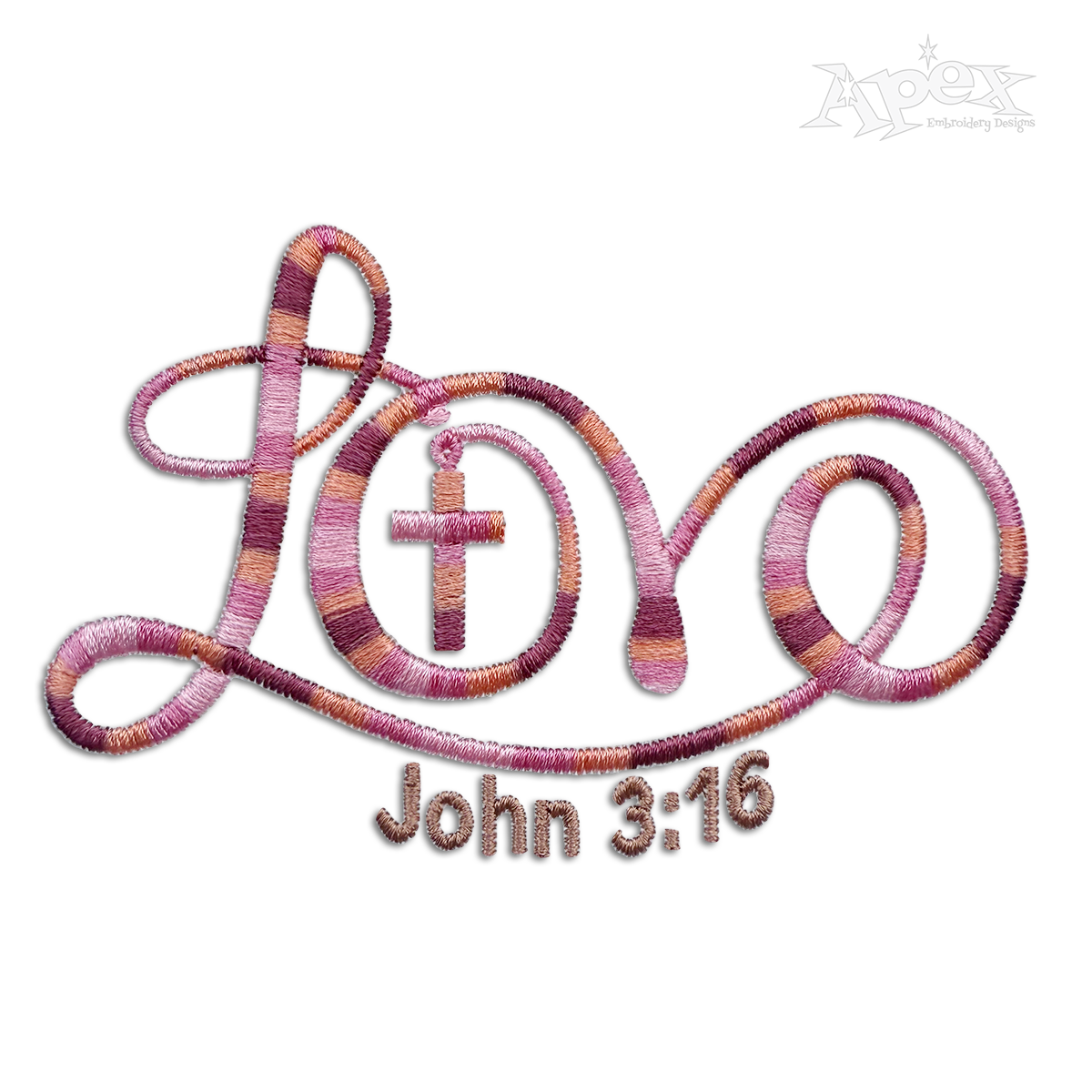 Love Cross John 3:16 Religious Scripture Machine Embroidery Designs