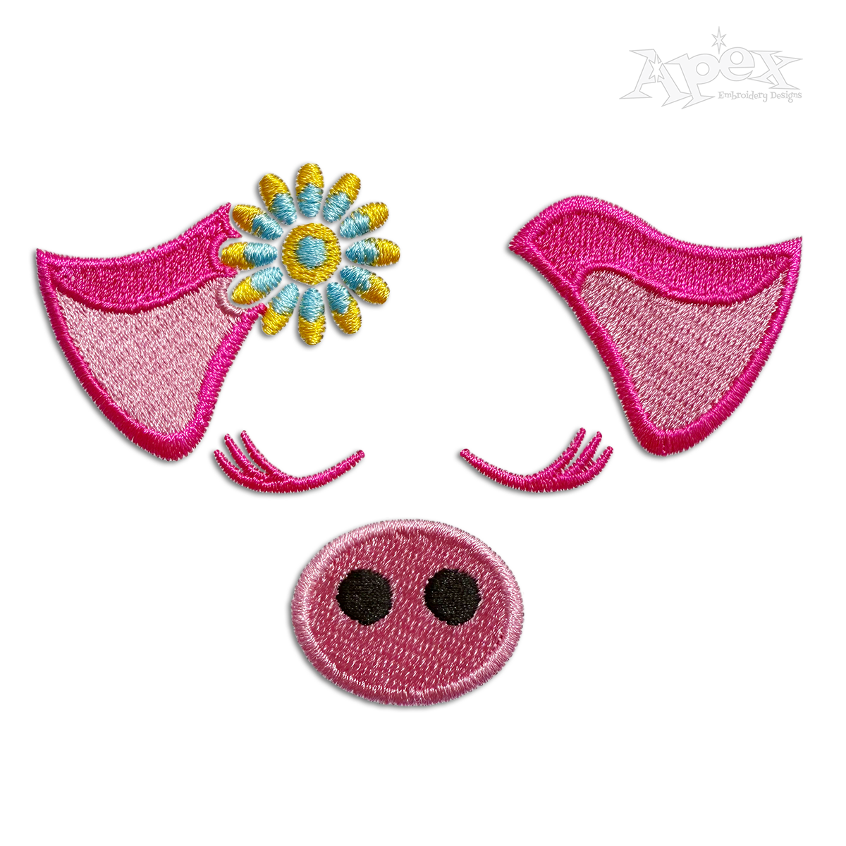 Flower Pig Farm Animal Machine Embroidery Designs.