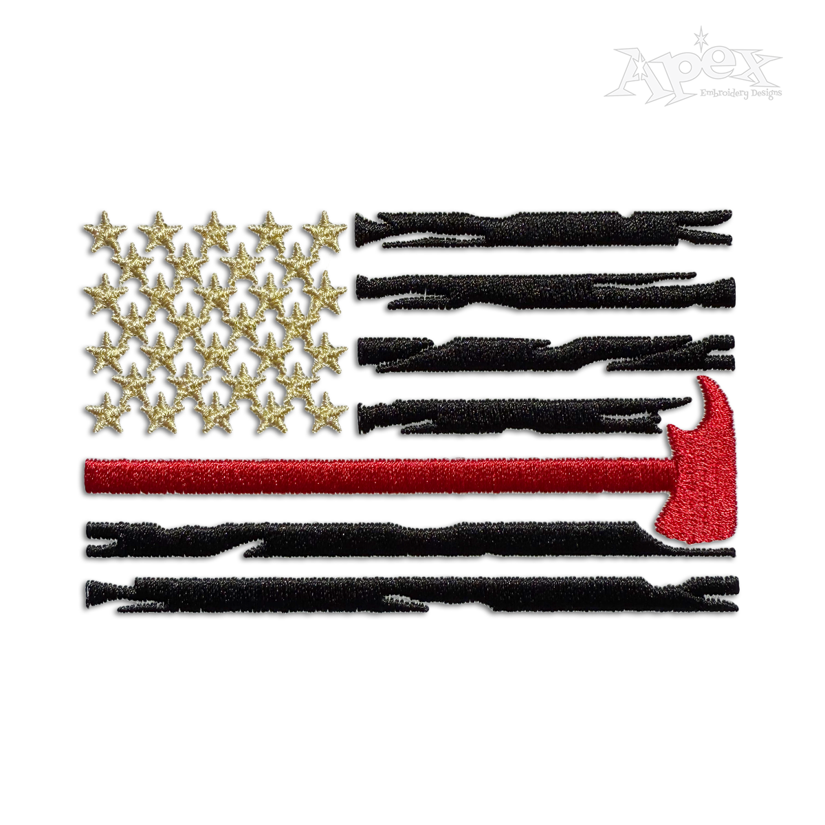 Firefighter Axe USA American Patriotic Flag Embroidery Designs