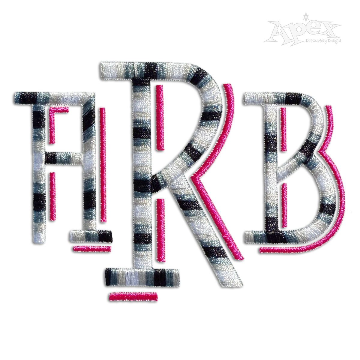 Shadow Embroidery Design Font by Apex Designs