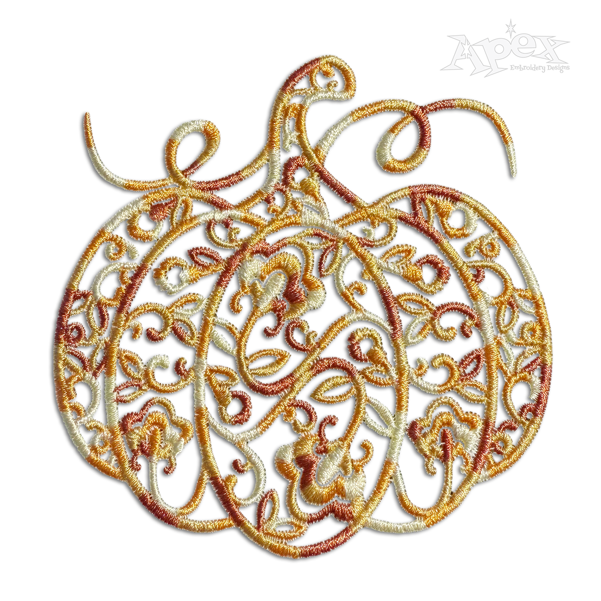 Floral Pattern Pumpkin Machine Embroidery Design by Apex