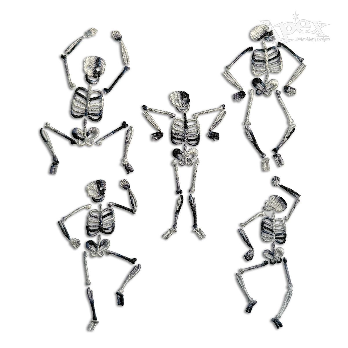 Dancing Skeletons Bundle Embroidery Design by Apex All 5