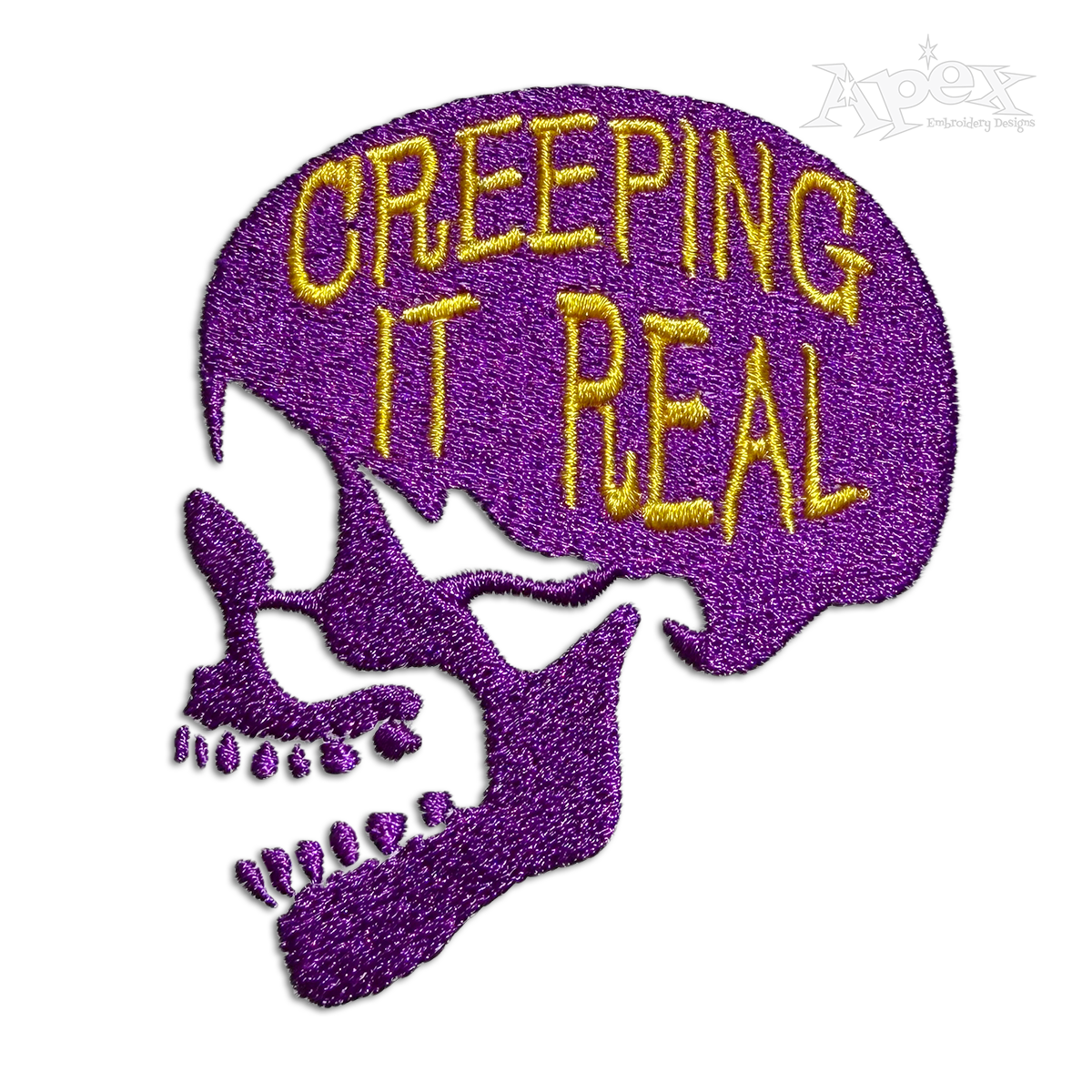 Halloween Creeping It Real Skeleton Skull Machine Embroidery Designs