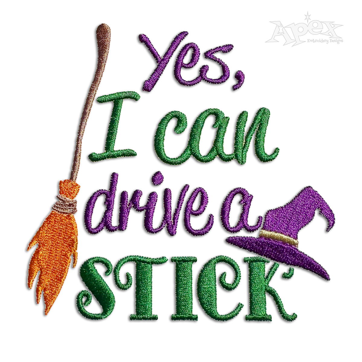 Yes I Can Drive a Stick Halloween Machine Embroidery Design by Apex