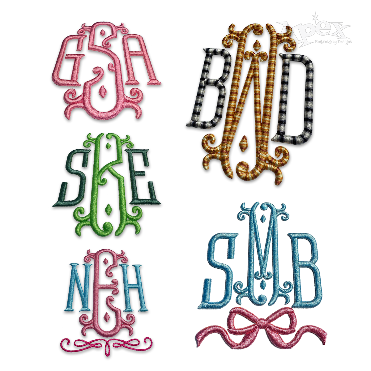 Vienna Monogram 3D Puff Embroidery Font by Apex