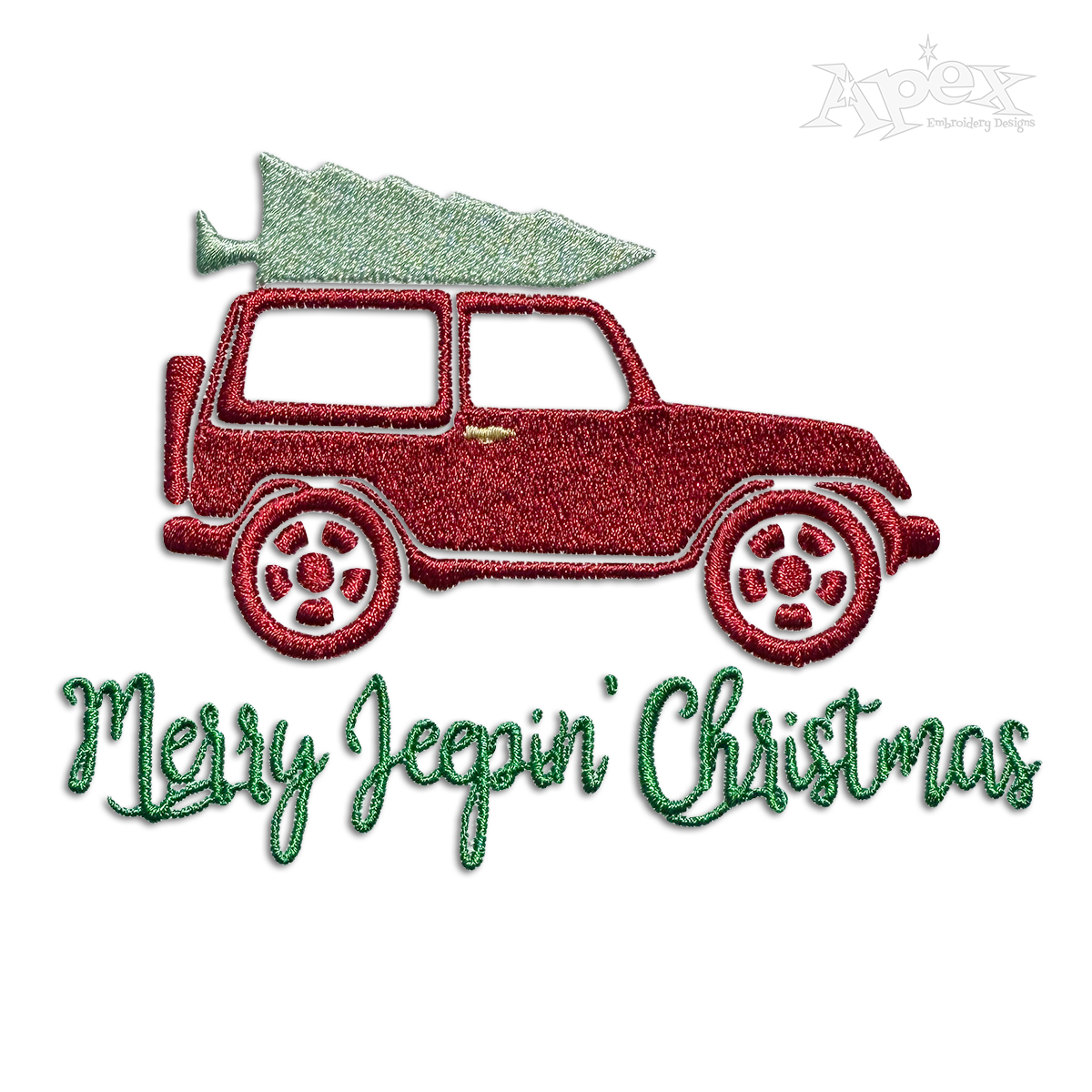 Merry Jeepin' Christmas Tree Jeep Machine Embroidery Designs