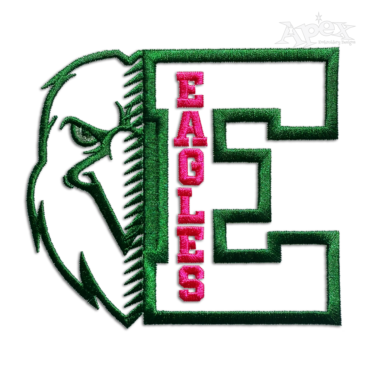 Eagles Letter Machine Embroidery Design | Apex Digitizing
