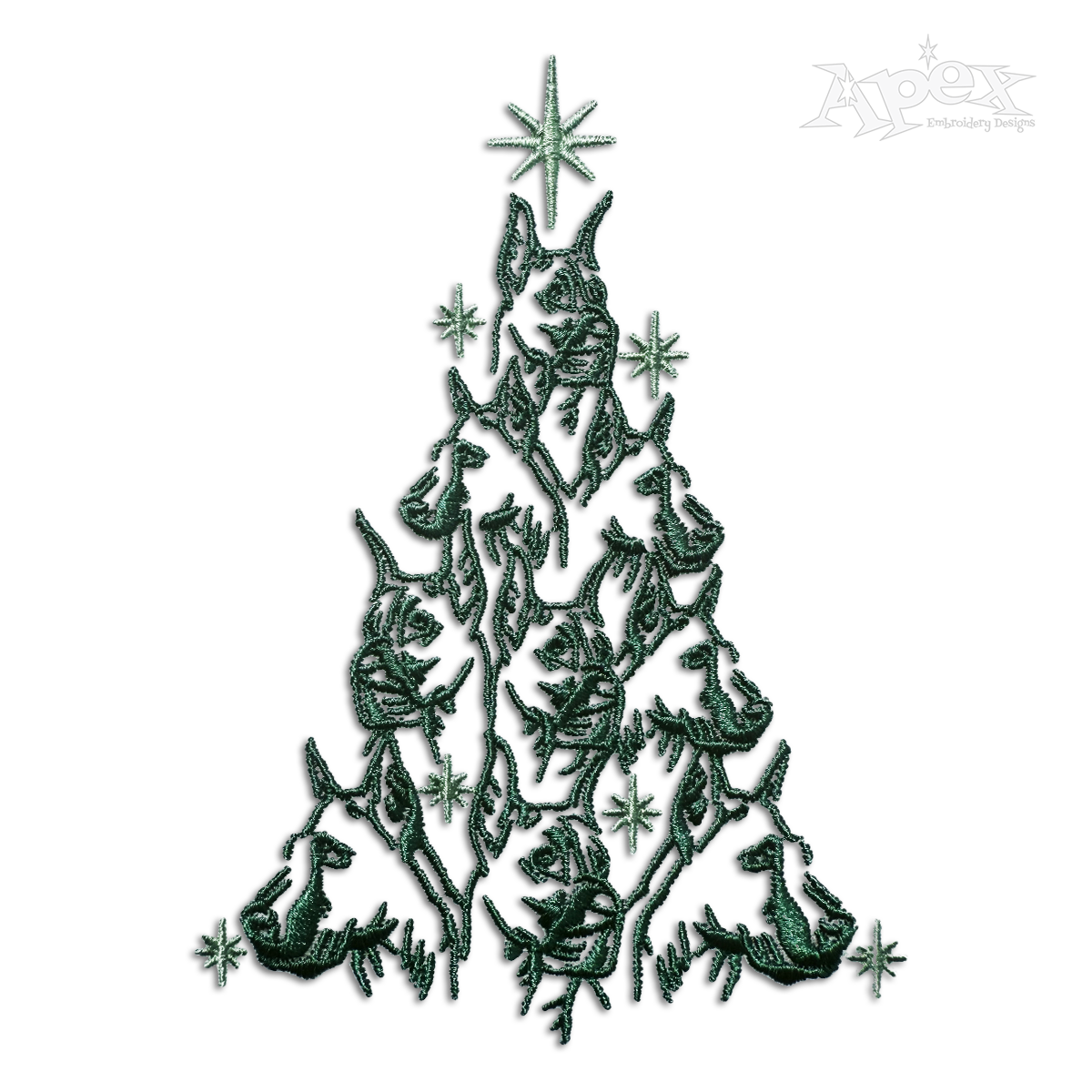 Great Dane Dog Christmas Tree Machine Embroidery Design