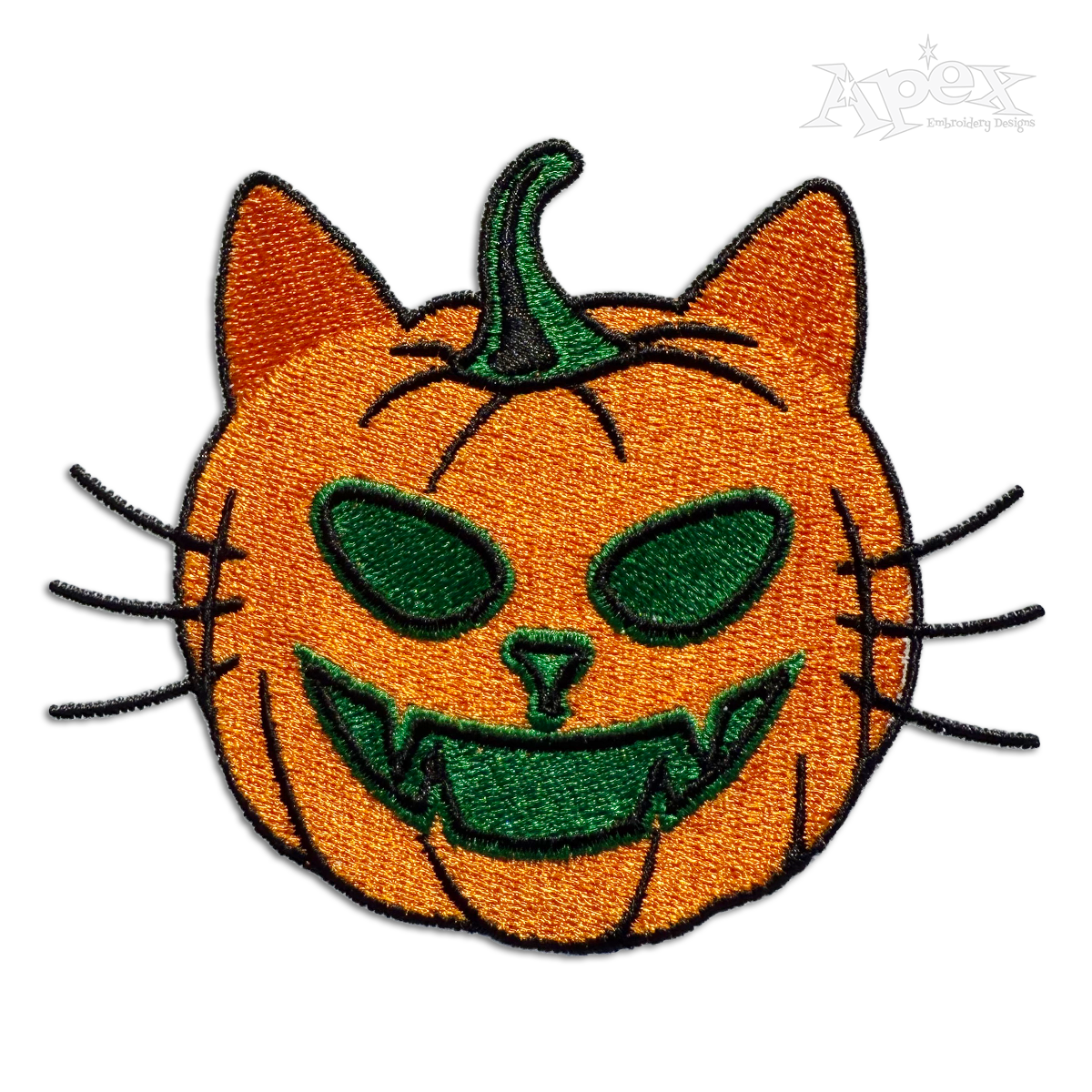 Pumpkin Cat Shaped Head Machine Embroidery Design by Apex