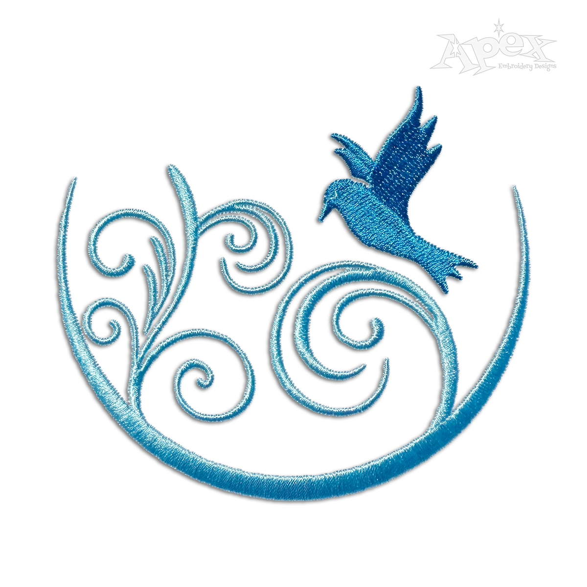 Swirl Bird Machine Embroidery Design by Apex