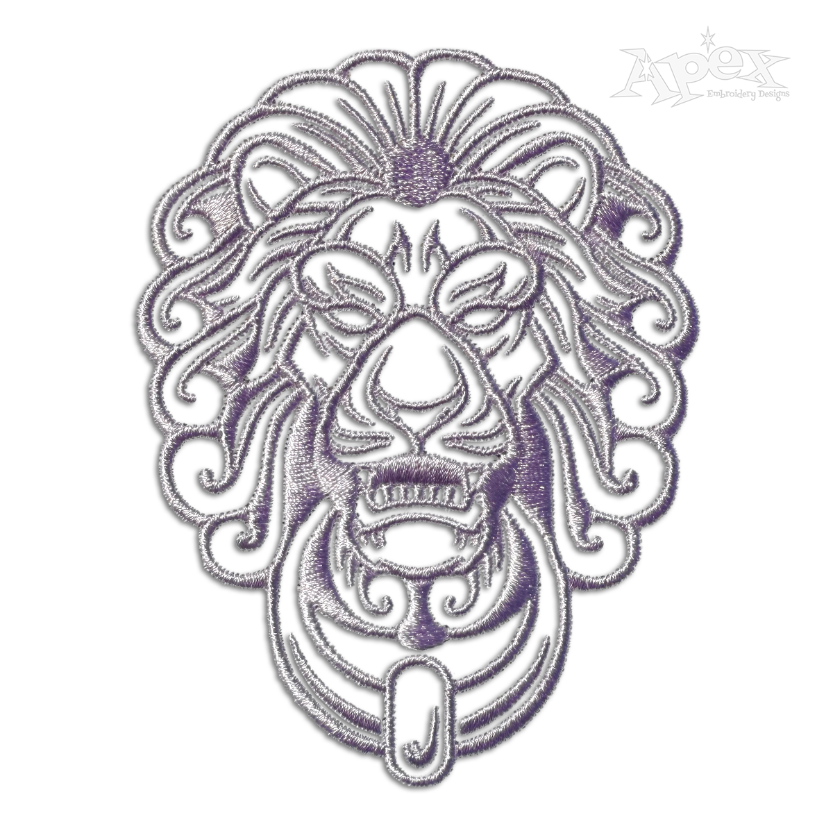Lion Door Knob Machine Embroidery Design by Apex