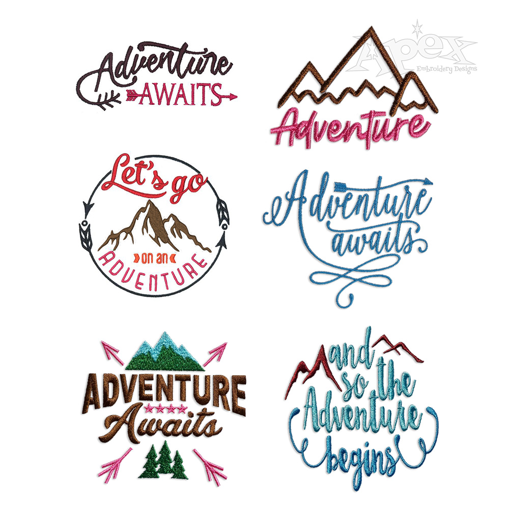 Adventure and Explore Word Art Pack Embroidery Designs Digitized by Apex All