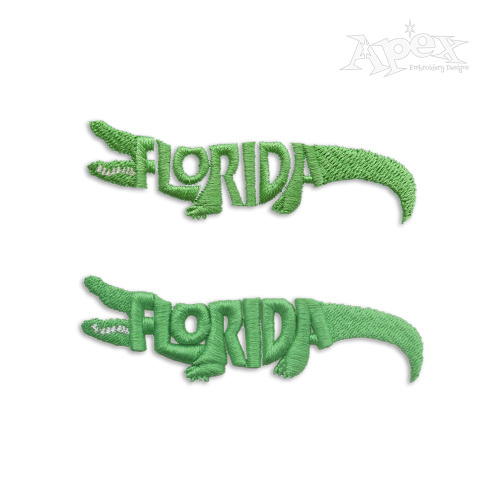 Florida Alligator or Gator Pack Regular 3D Puff Embroidery Designs