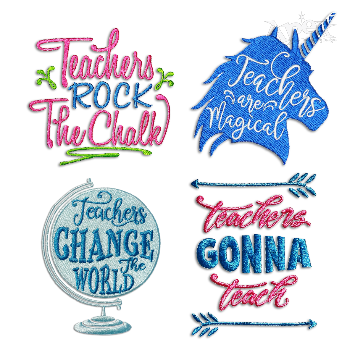 Teachers Appreciation Quotes Machine Embroidery Designs - Apex
