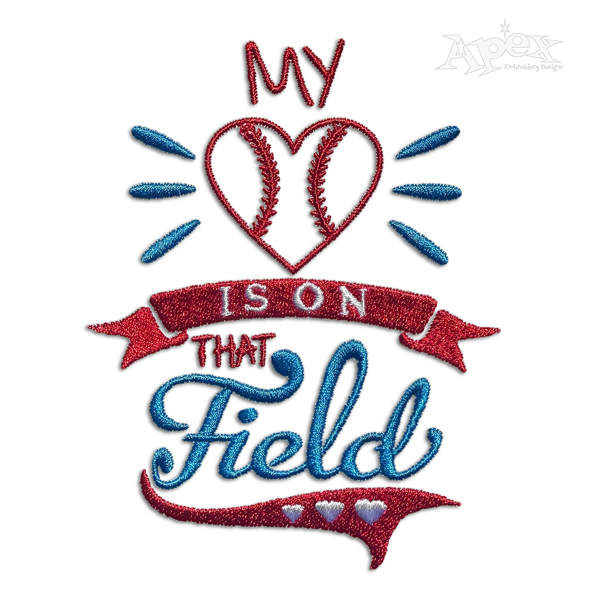 My Heart is on that Baseball Field Machine Embroidery Designs