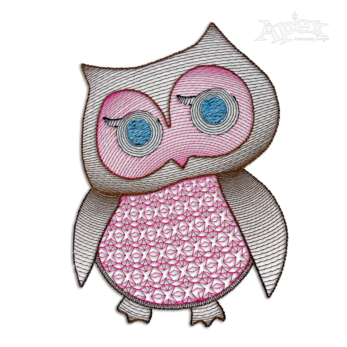 Light Fast Quick Baby Owl Sketch Machine Embroidery Design