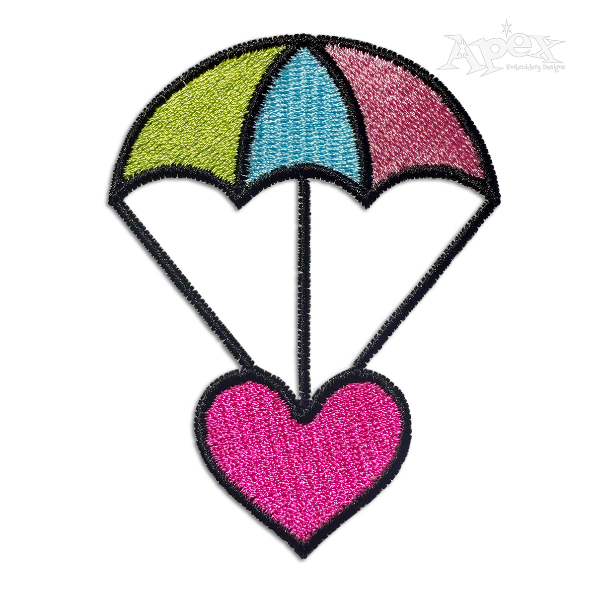 Heart Parachute Machine Embroidery Designs