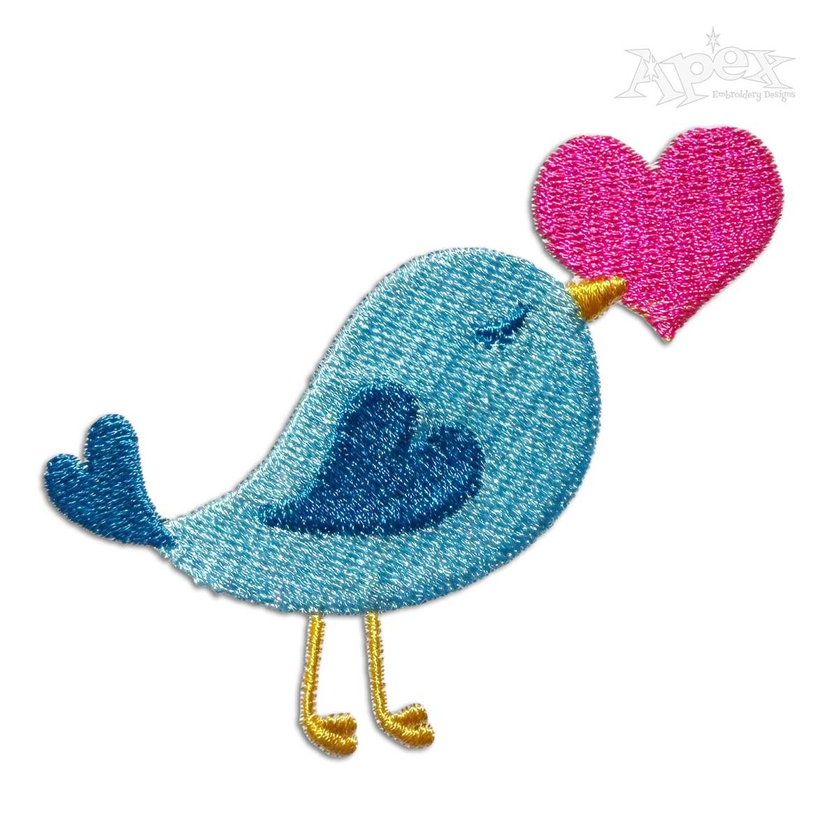 Valentine Love Bird with Heart Machine Embroidery Design Digitized