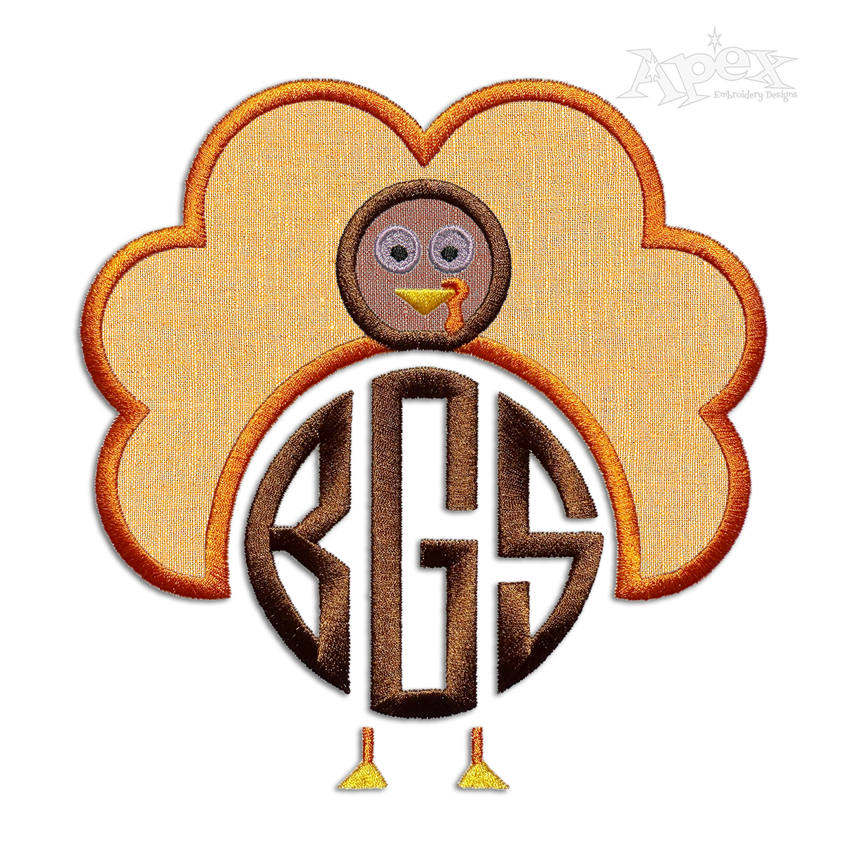 Turkey Monogram Frame Applique Embroidery Designs by Apex Digitize