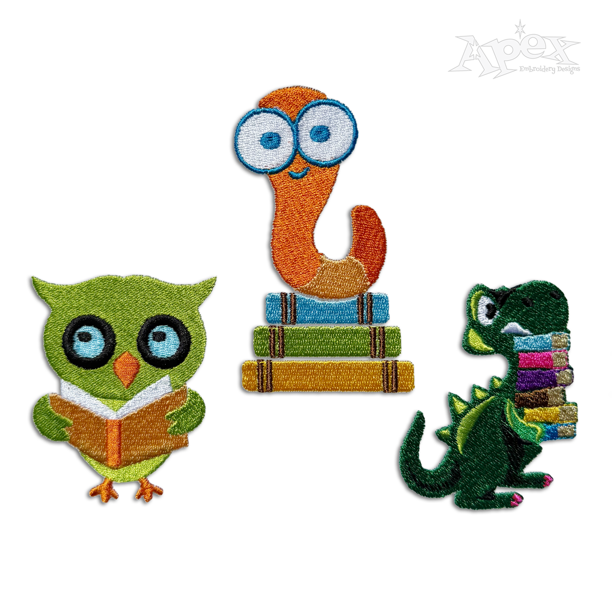 Animal Reader Reading Book Bundle Machine Embroidery Designs - Apex