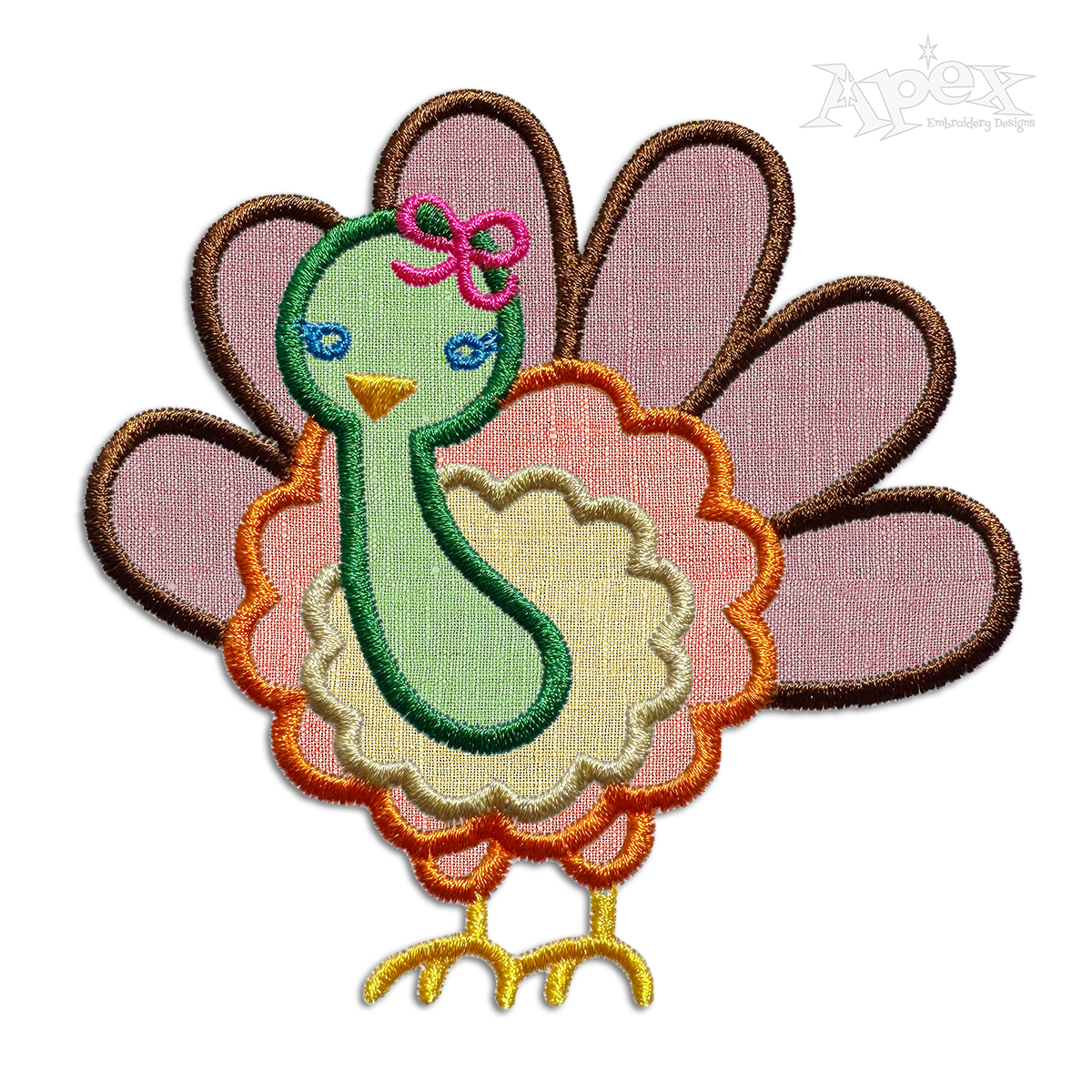 Turkey Girl Thanksgiving Day Apex Embroidery Digitizing