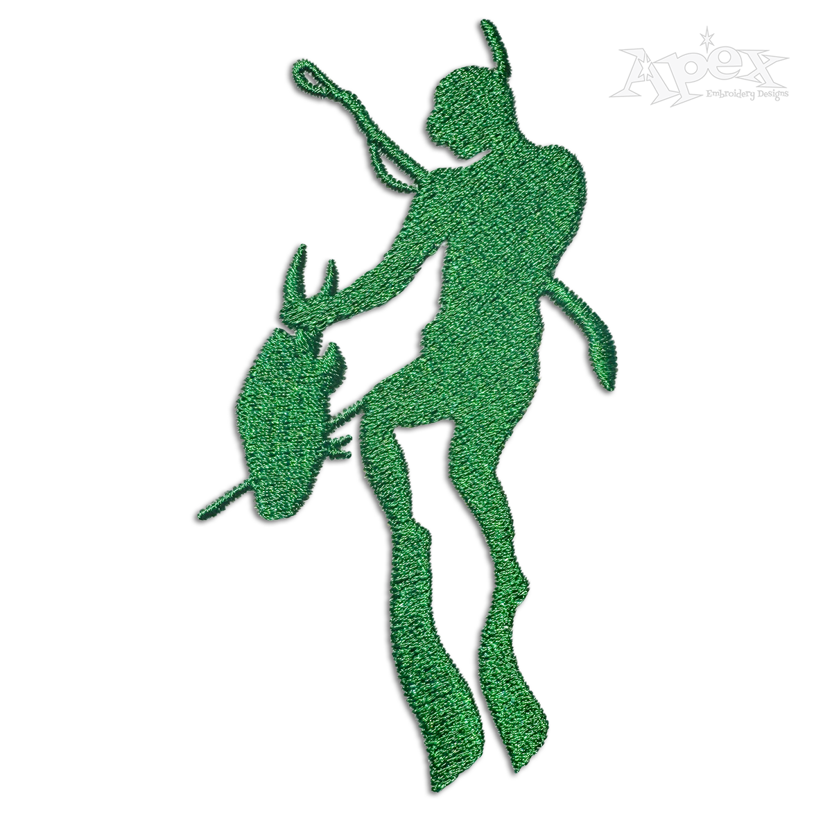 Spear fishing Silhouette Machine Embroidery Design Fisherman 