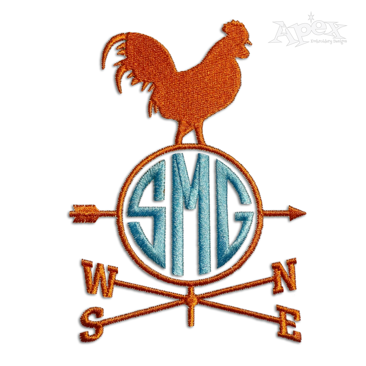 Wind Weather Vane Weathercock Farm Rooster Embroidery Design
