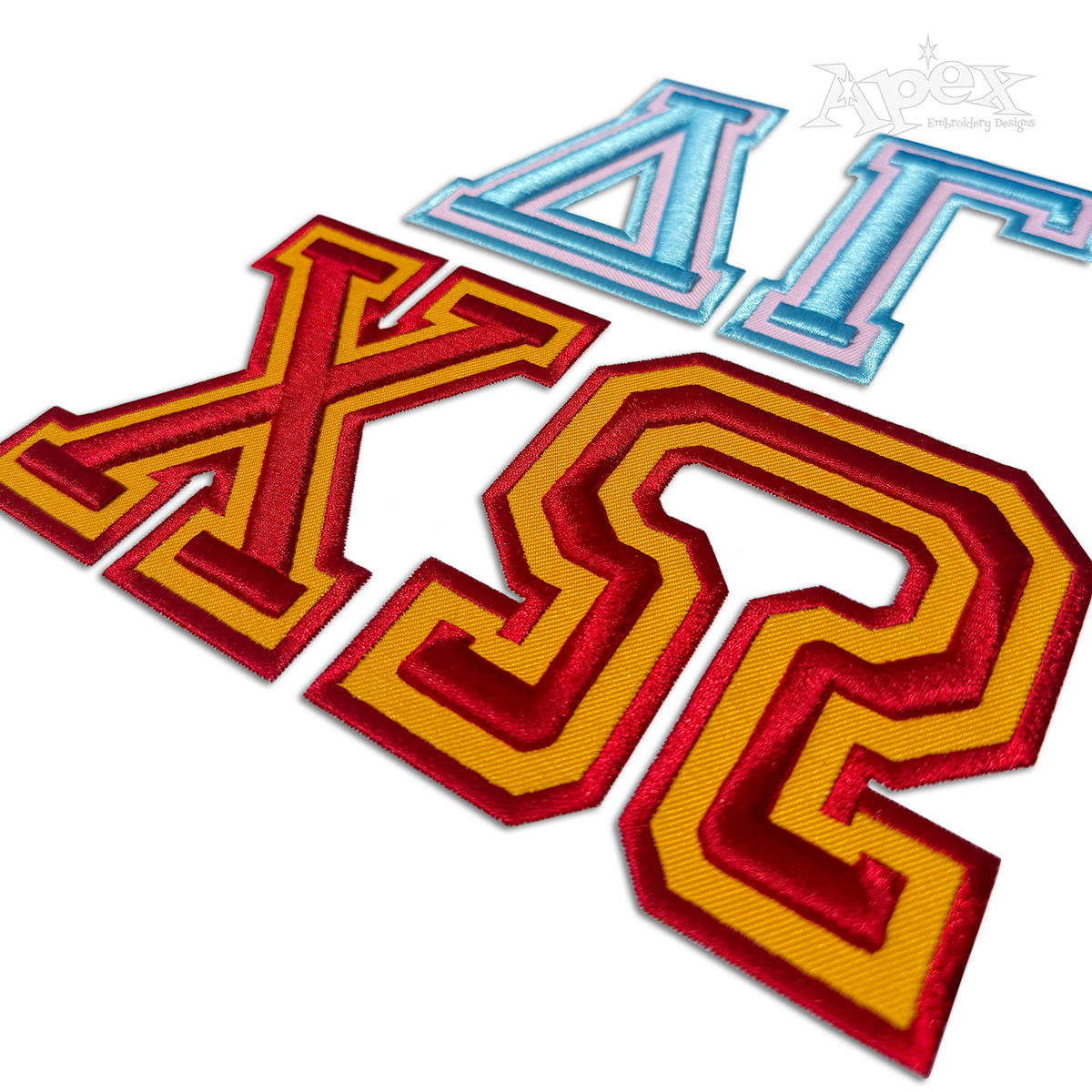 Greek Varsity 3D Puff Machine Embroidery Font