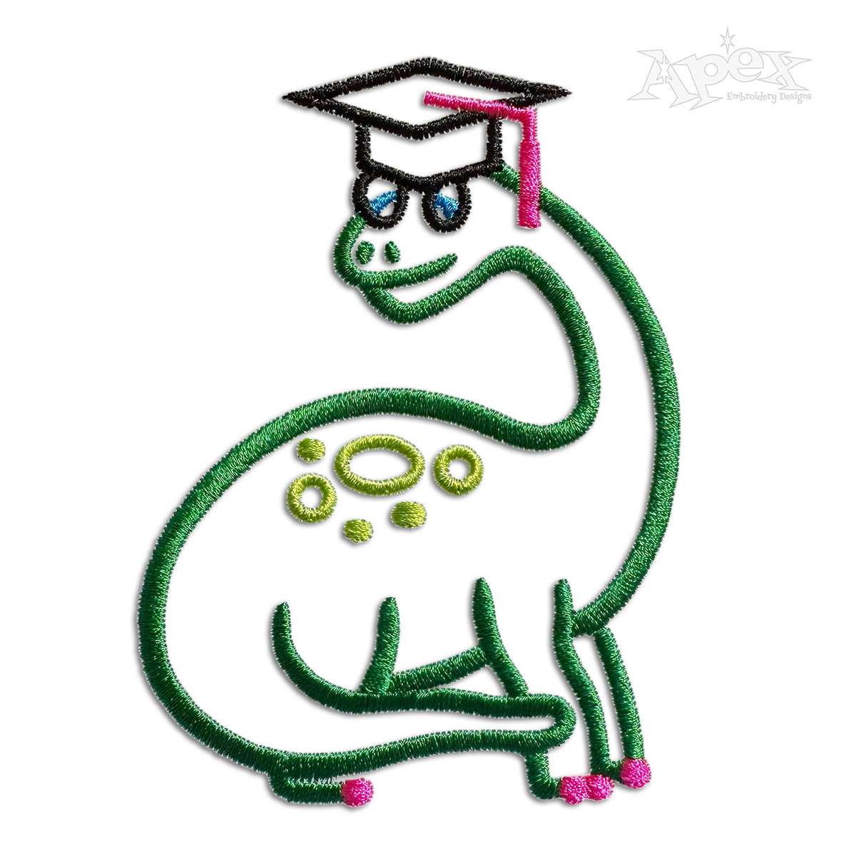 Graduation Dinosaur Graduate Machine Embroidery Design - Apex