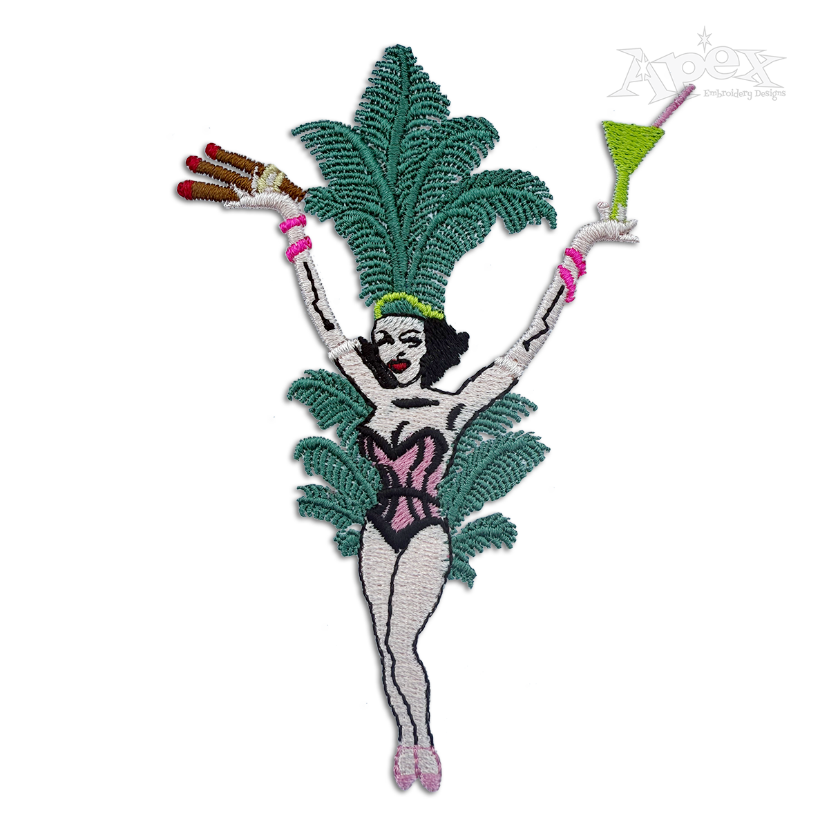 Cuba Party Girl Cuban Machine Embroidery Design Digitized by Apex