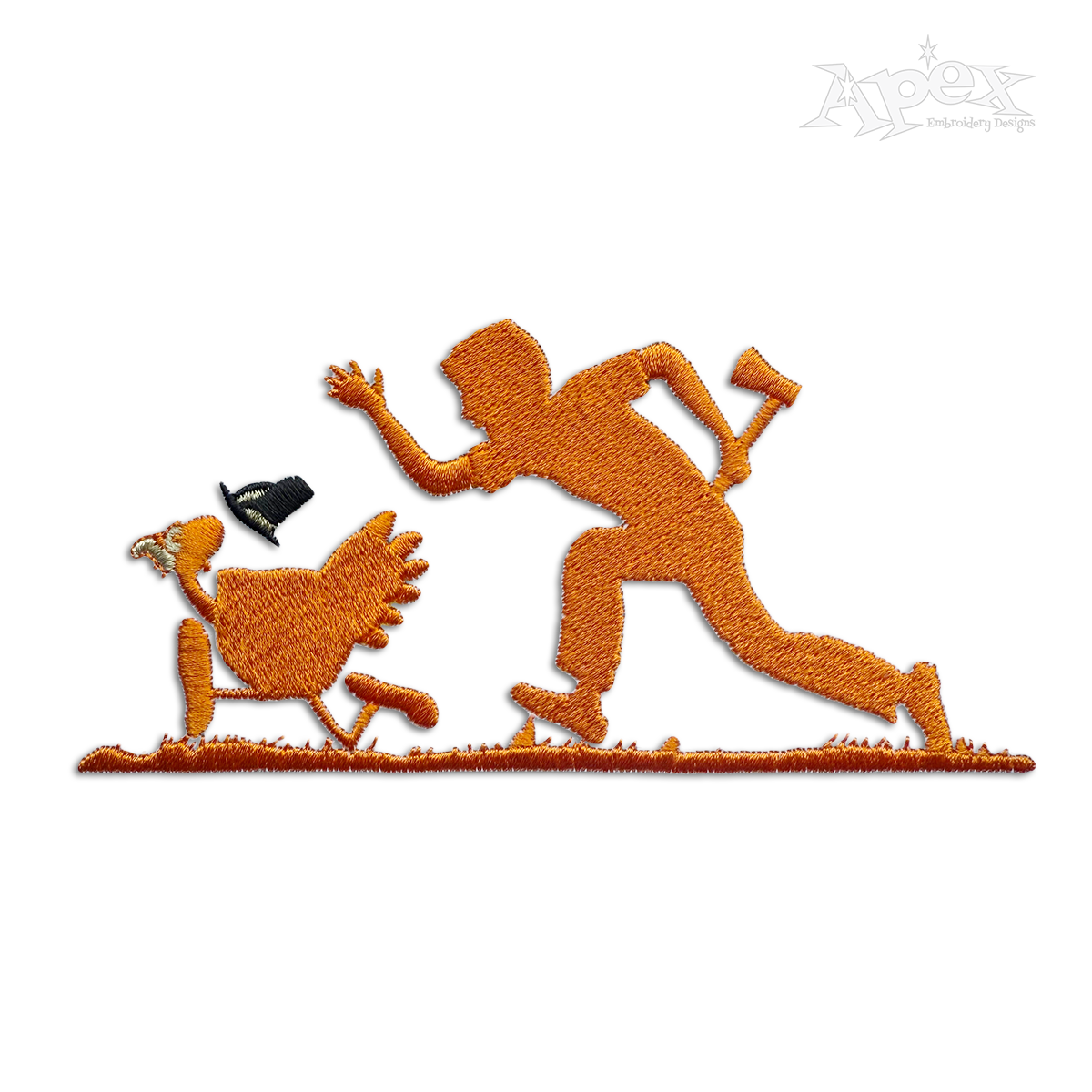 Thanksgiving Turkey Chasing Machine Embroidery Design by Apex