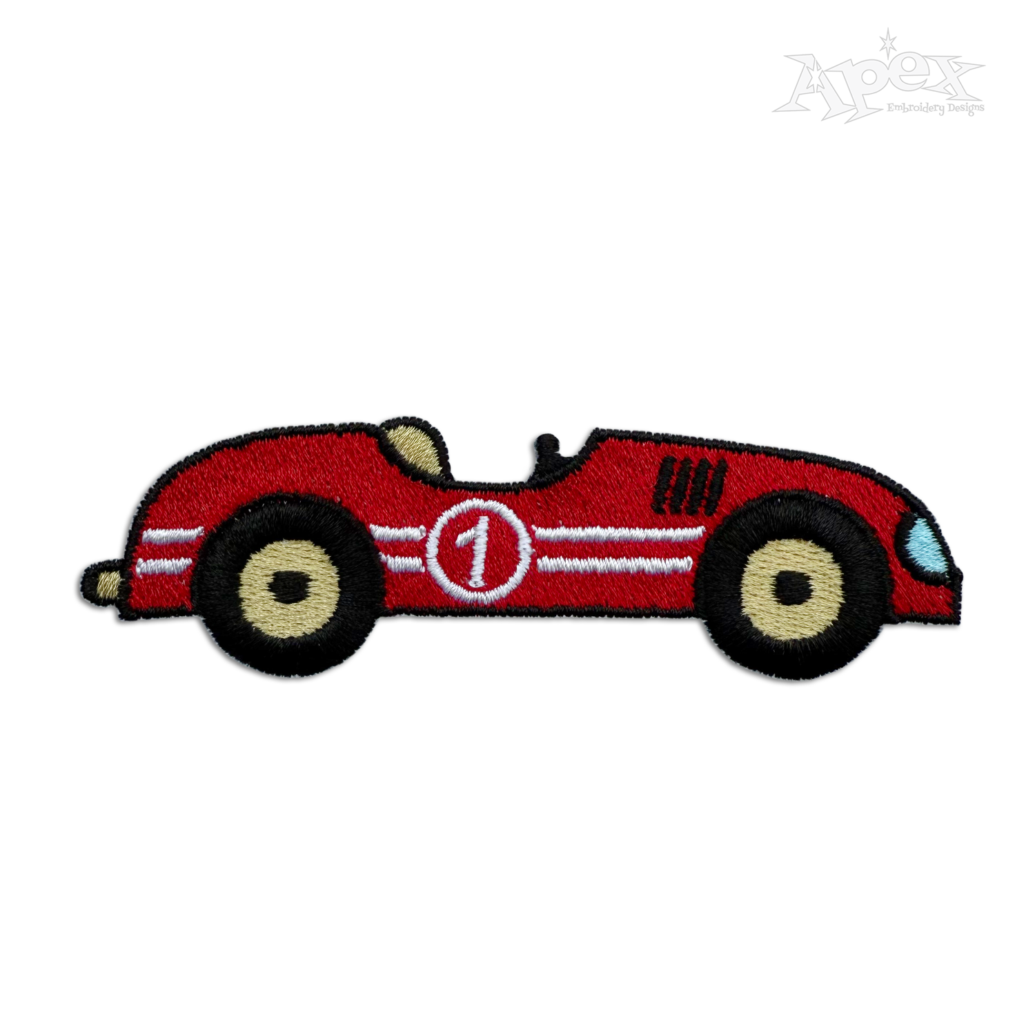 Sports Retro Racing Car Machine Embroidery Design by Apex