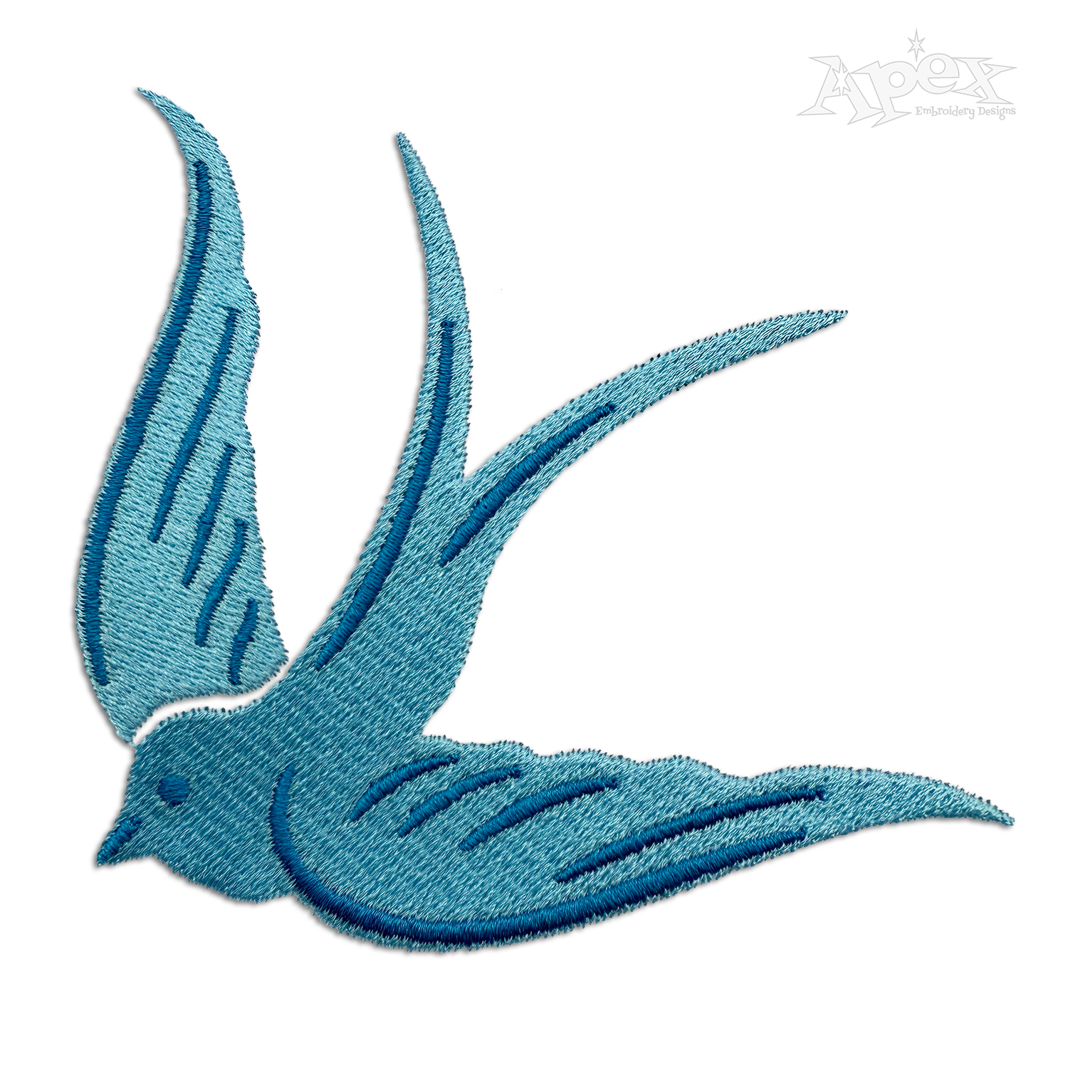 Blue Bird Sparrow Flying Machine Embroidery Design by Apex