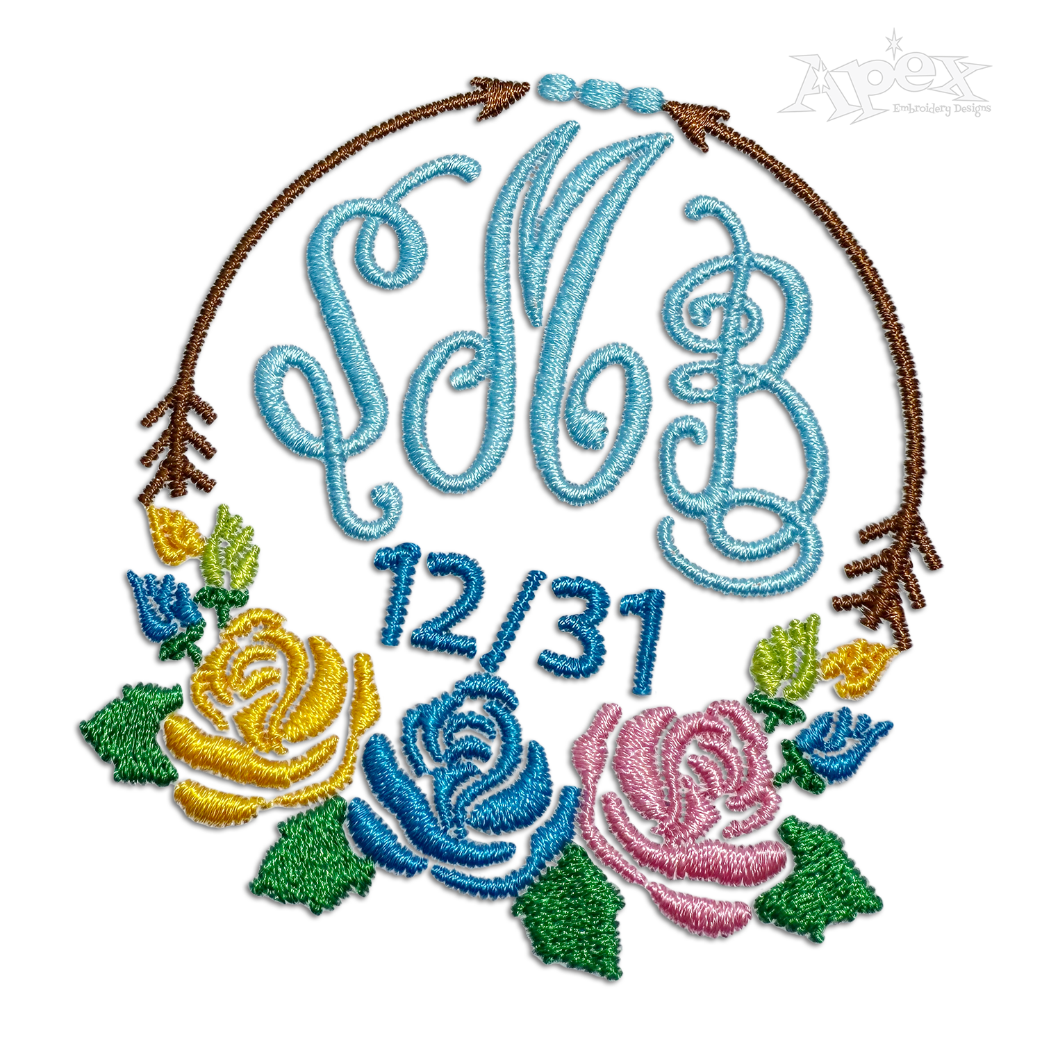 Flowers Arrows Monogram Machine Embroidery Frames Digitized by Apex