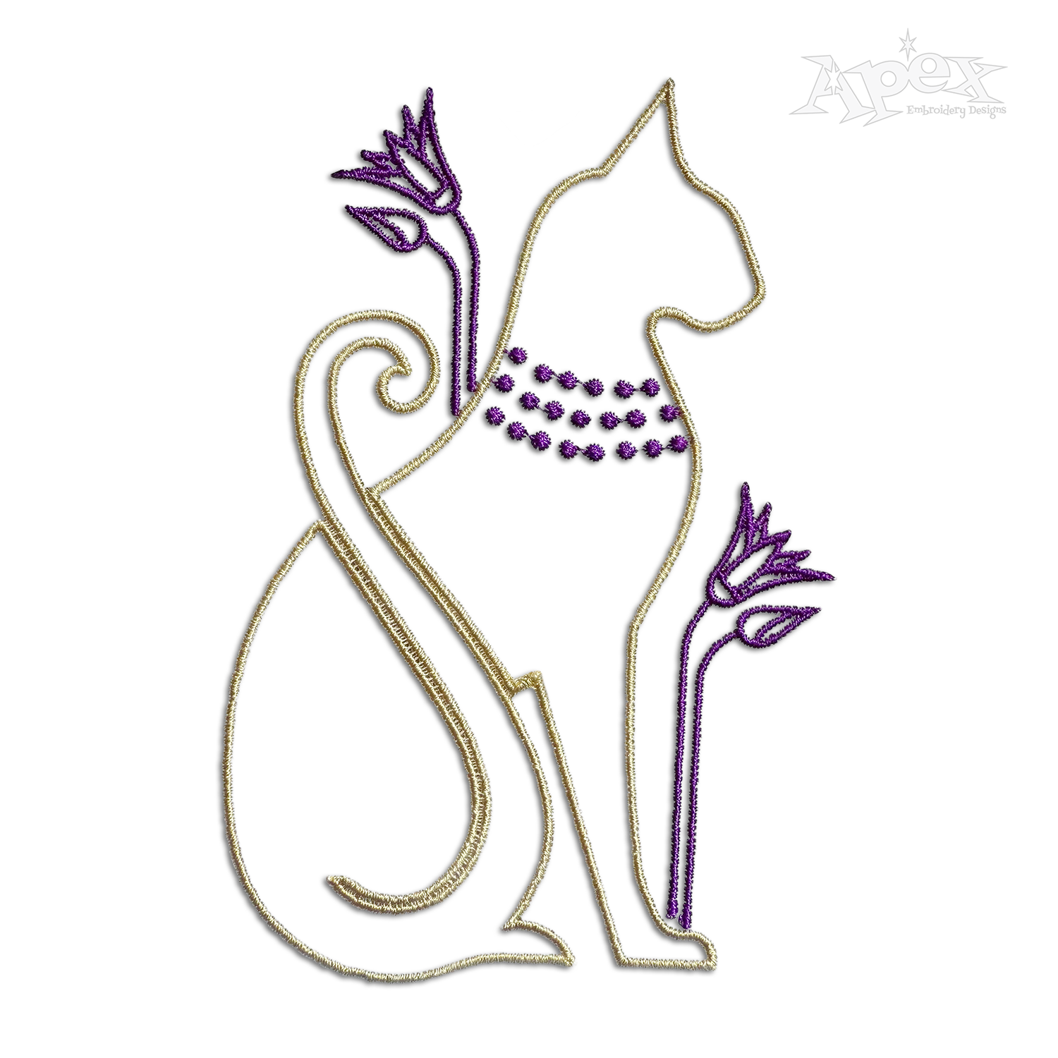 Ancient Egyptian Cat Embroidery Designs Digitized by Apex