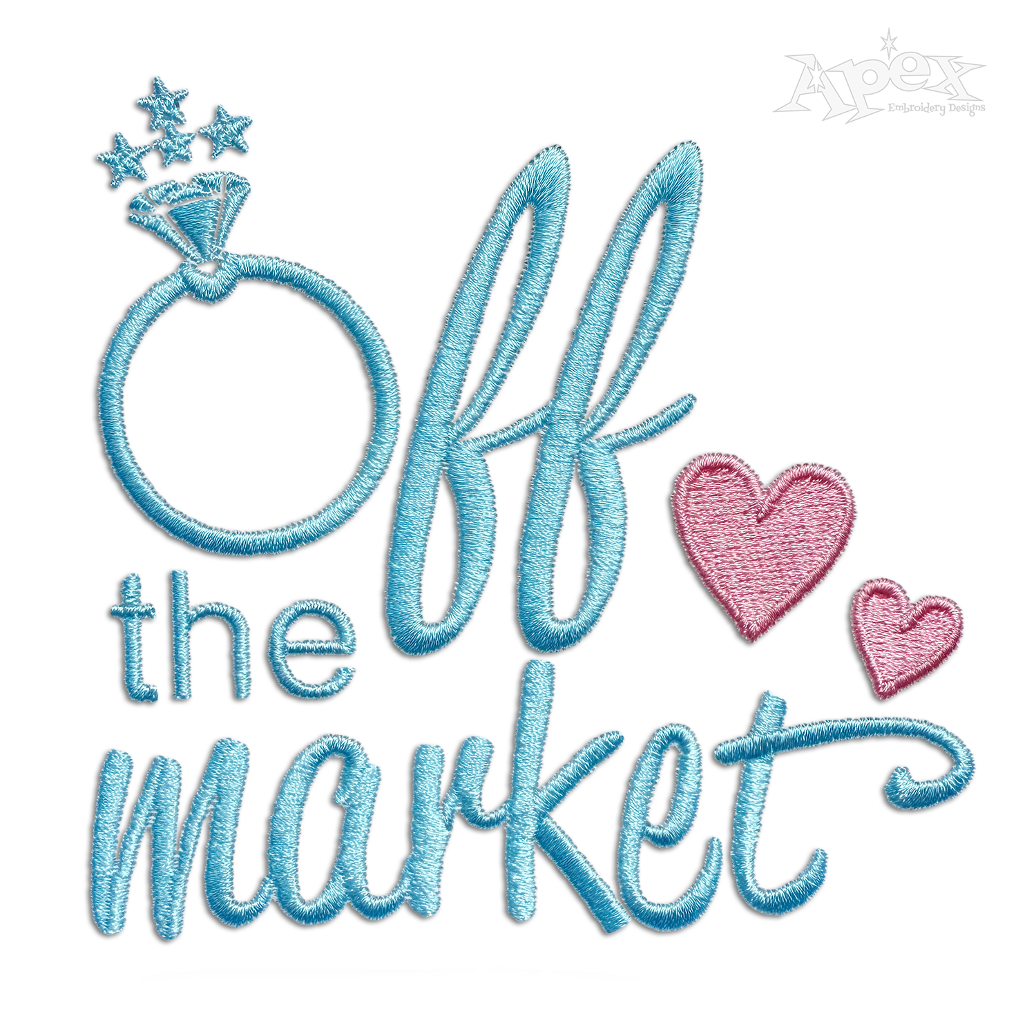 Off The Market Wedding Machine Embroidery Design | Apex Digitizing