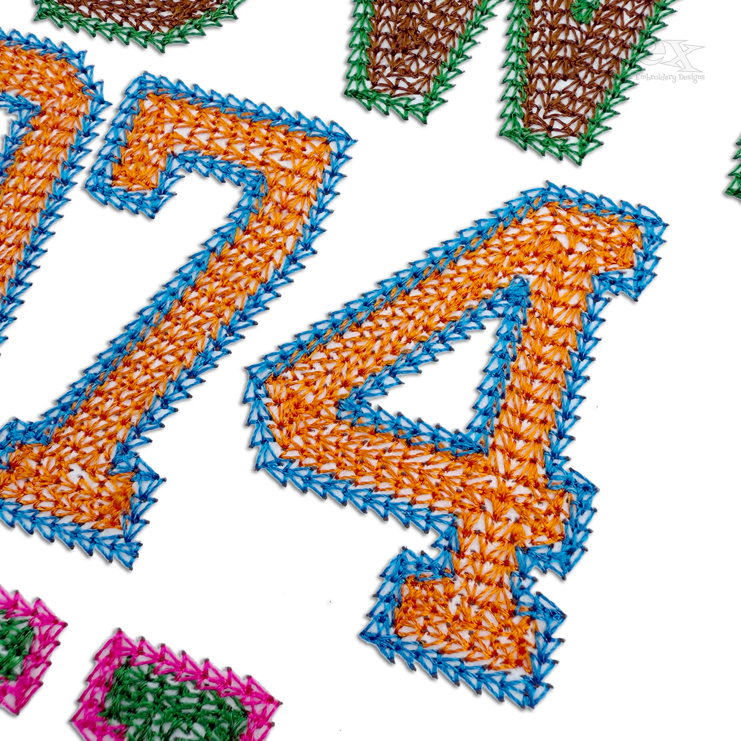 Varsity 2-color Chain Stitch Alphabet Font Athletic