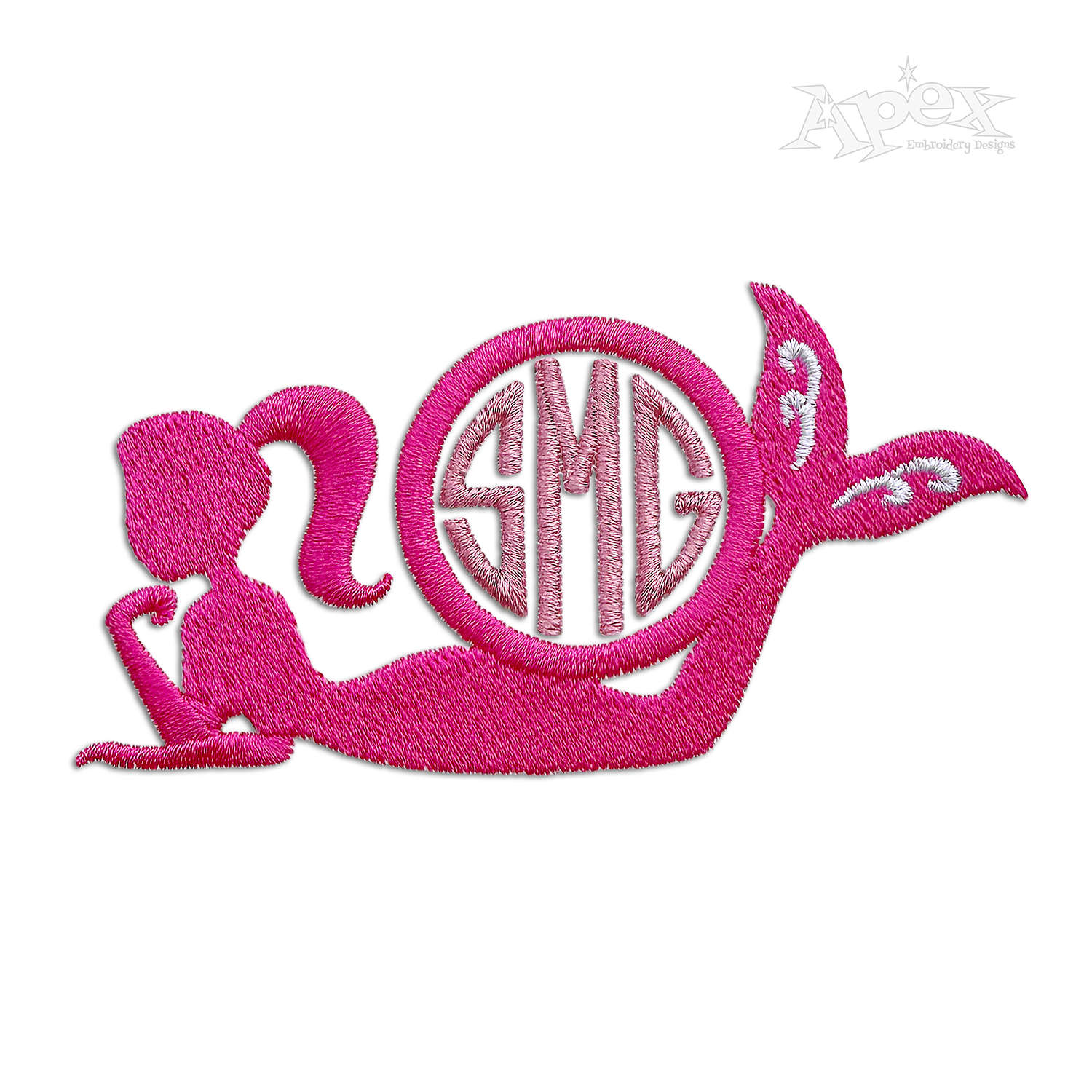 Mermaid Silhouette Monogram Embroidery Frames by Apex Digitizing