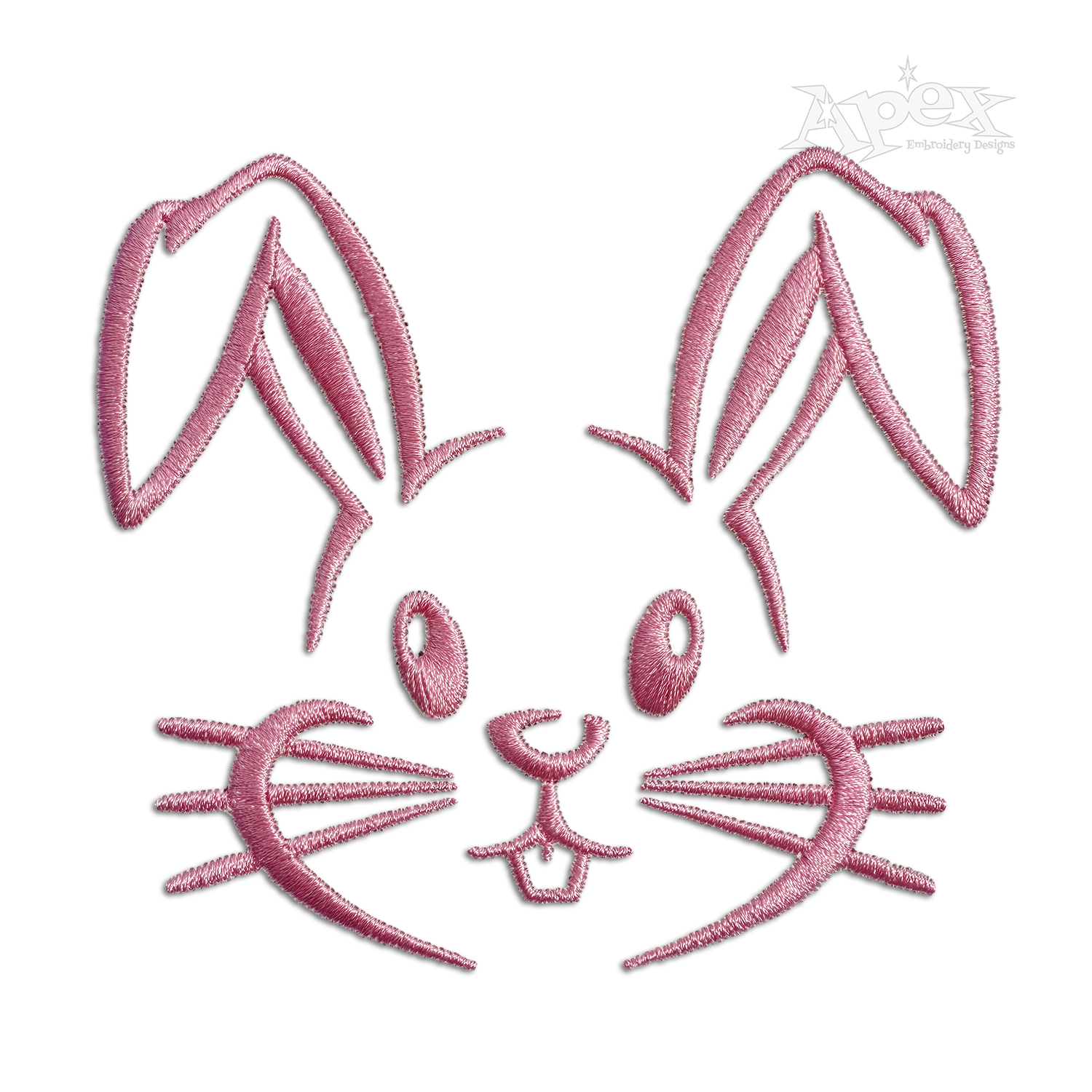 Cute Bunny Face Outline Easter Machine Embroidery Design - Apex Digitizing